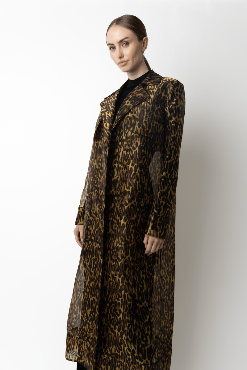 LAPOINTE Leopard Organza Sheer Duster outlook