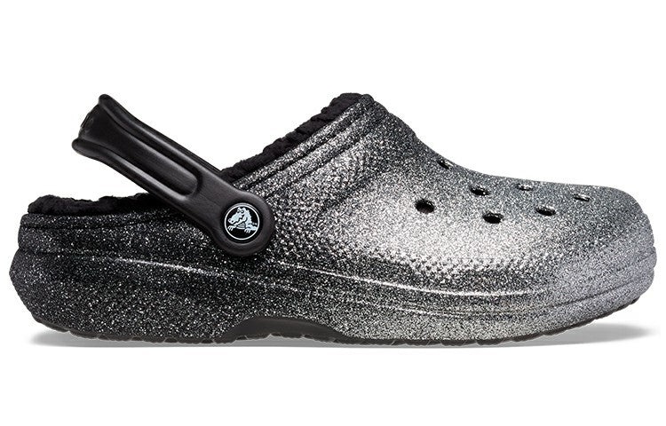 Crocs Classic Glitter Lined Clogs 'Black Silver' 205842-067 - 3