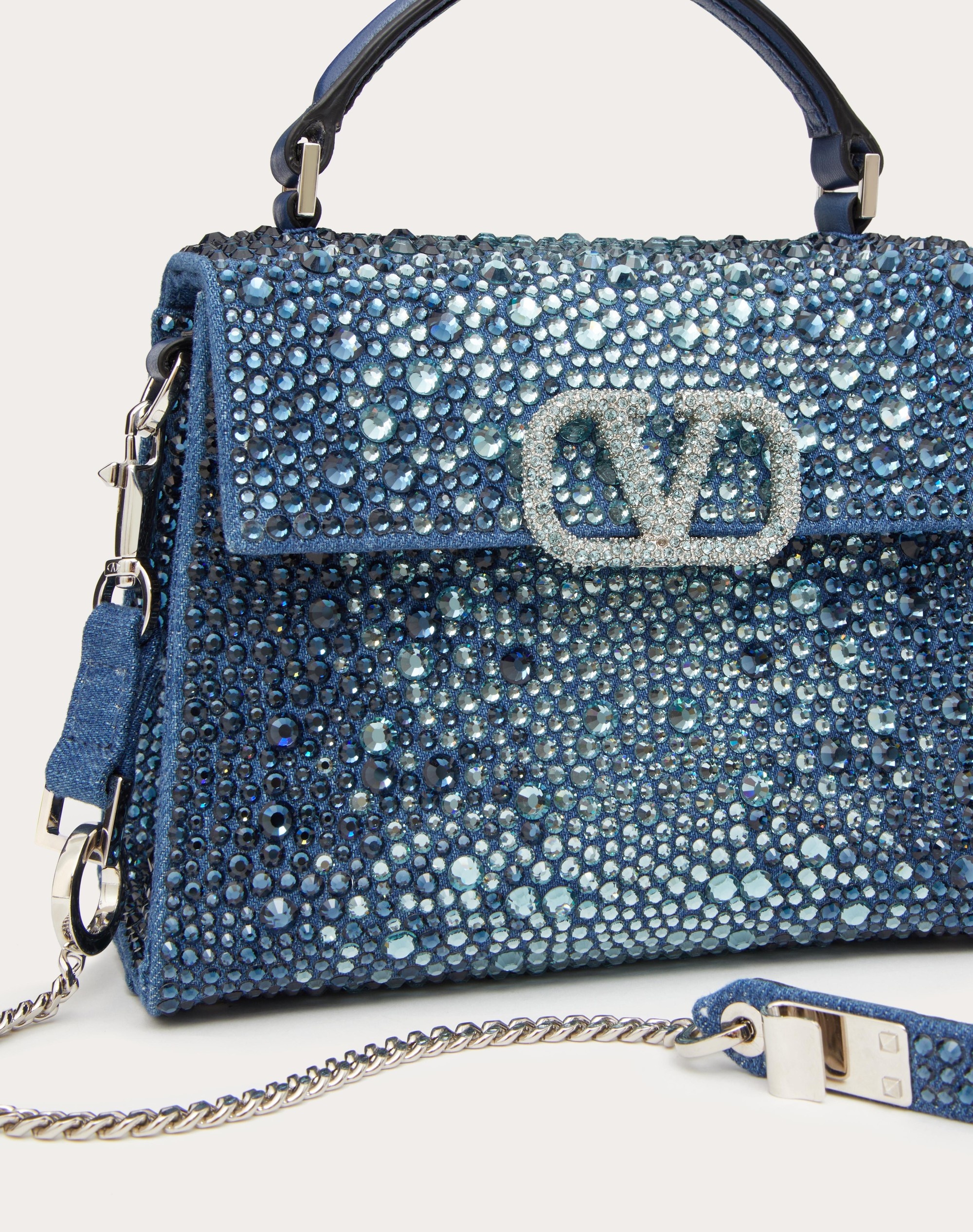 MINI VSLING DENIM HANDBAG WITH RHINESTONES - 8