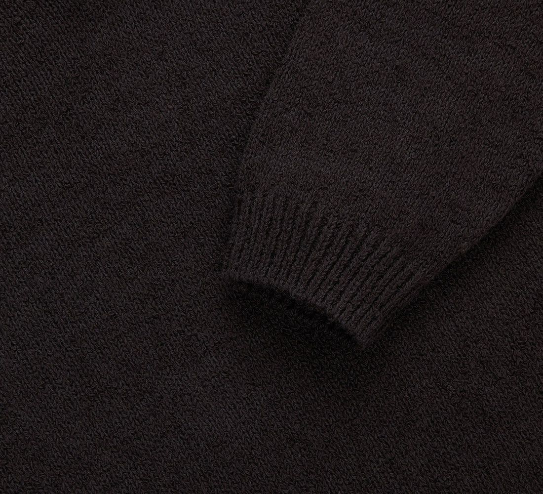 Long Sleeve Knit Polo - Bark Boucle - 5
