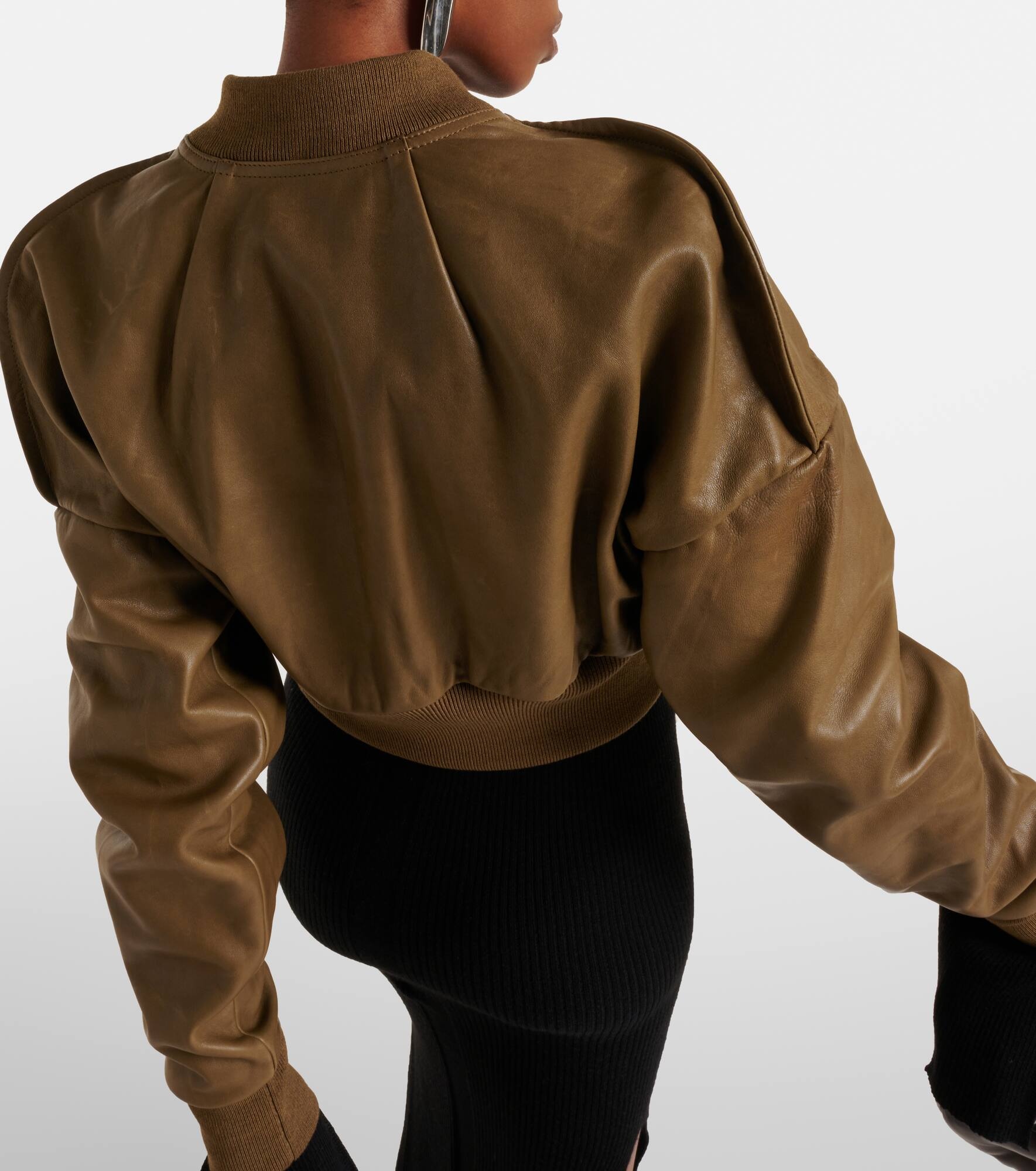 Flight cropped leather bomber jacket - 6