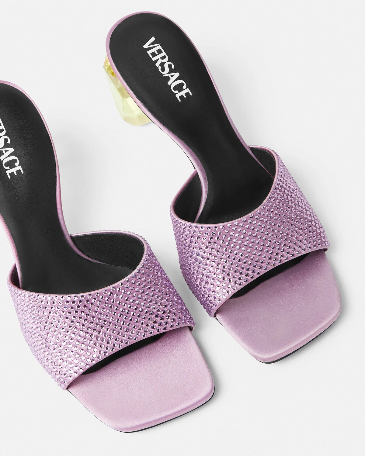 Bright Crystal Satin Mules 70 mm - 6