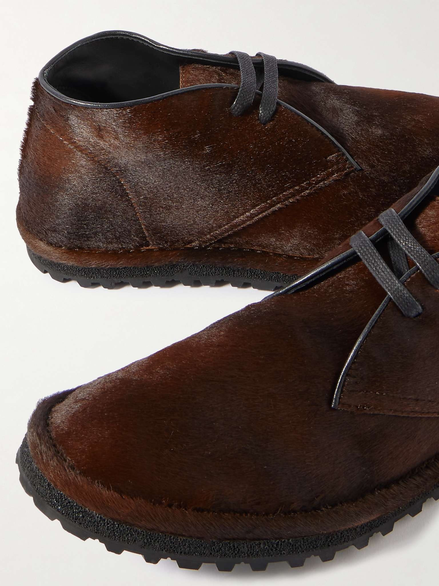 Leather-Trimmed Calf Hair Desert Boots - 6