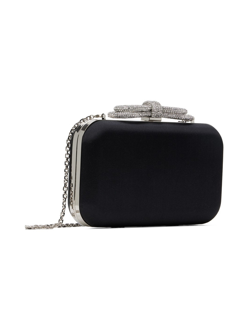 Black Double Bow Satin Clutch 3