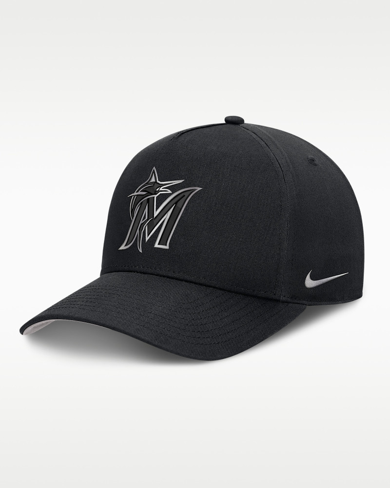 Miami Marlins Rise Men's Nike Dri-FIT MLB A-Frame Trucker Adjustable Hat 1