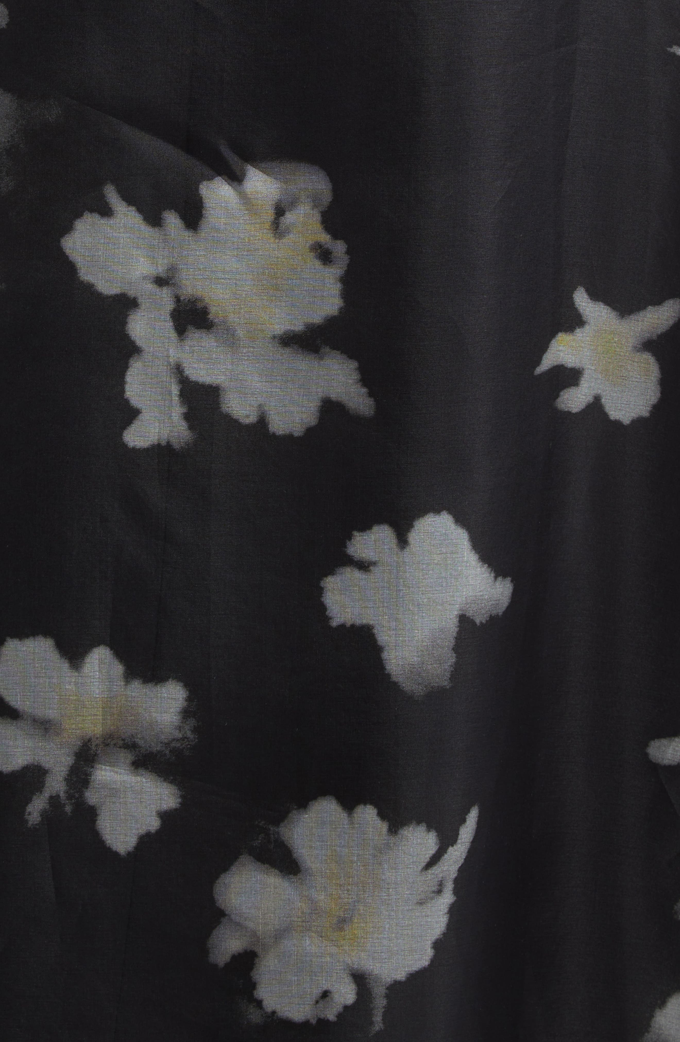 Altuzarra Kiera Print Silk Chiffon Belted Shirtdress in Black Inky Flowers at Nordstrom - 6