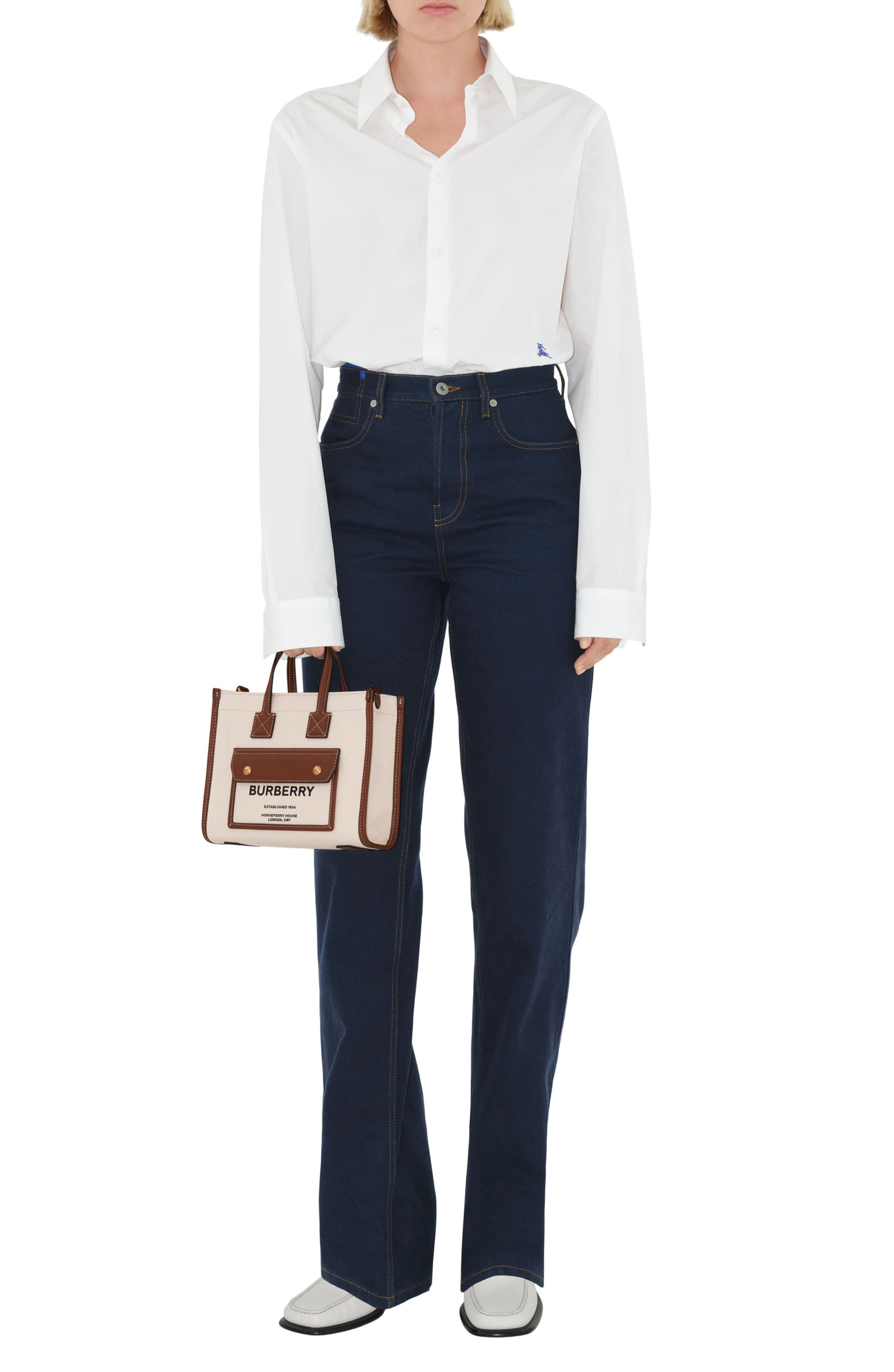 burberry Mini Towner Horseferry Print Canvas & Leather Tote in Natural/Tan at Nordstrom - 8