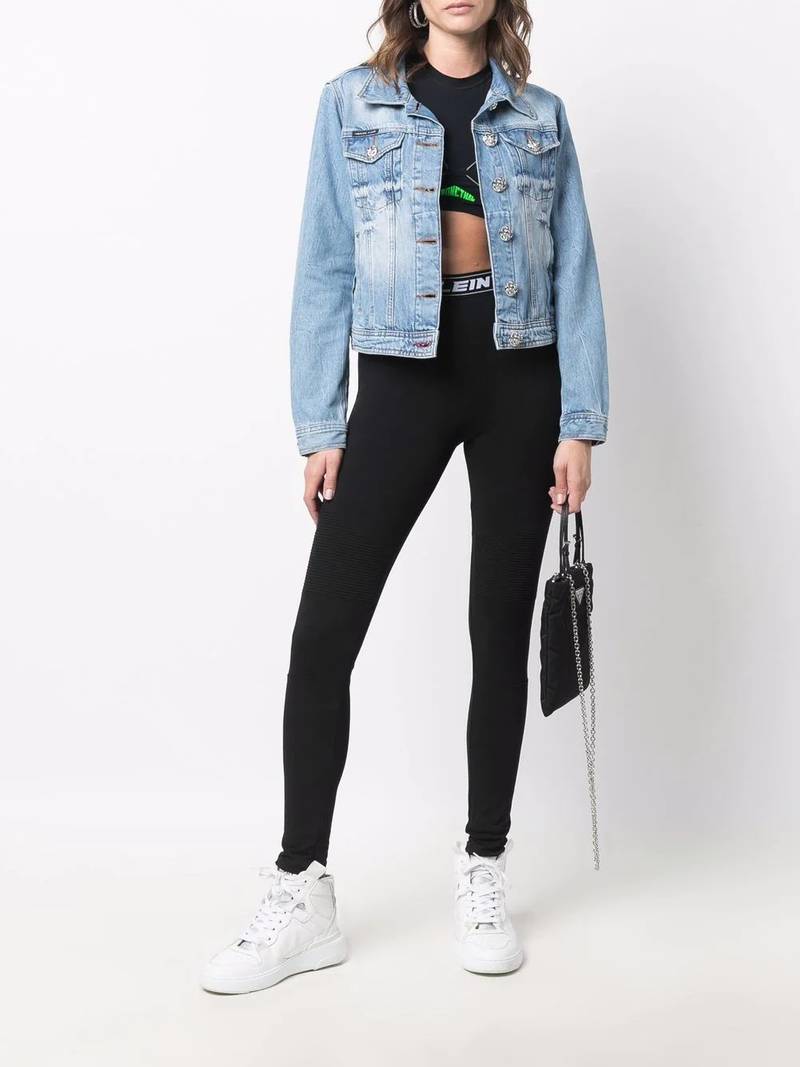 PHILIPP PLEIN logo-waistband leggings outlook