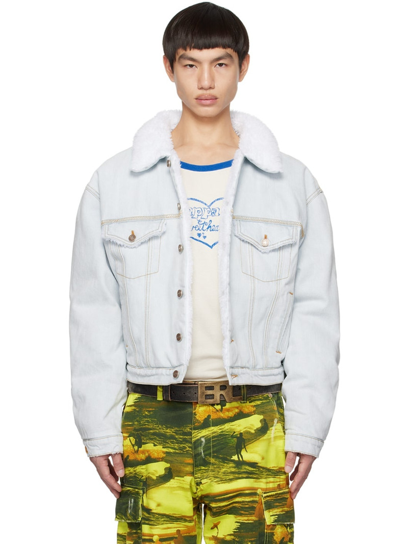Blue Embroidered Denim Jacket - 1