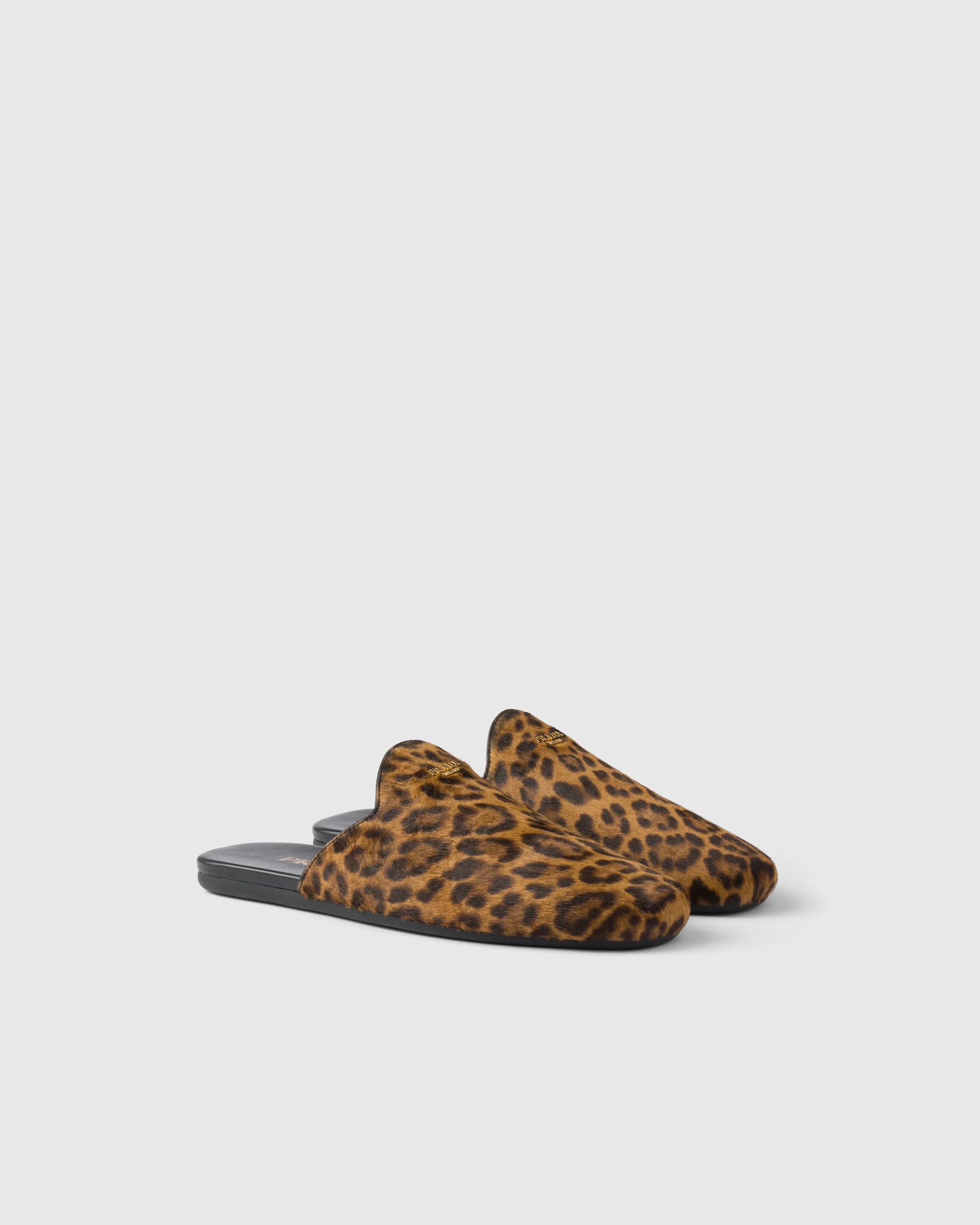 Leopard-print leather mules - 1