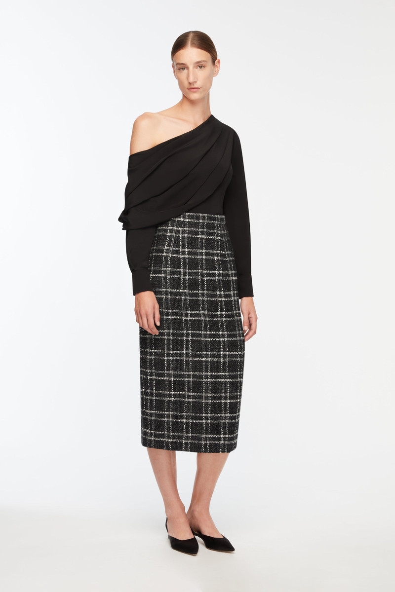 Lorelei Skirt In White Check On Grey Check Boucle 3