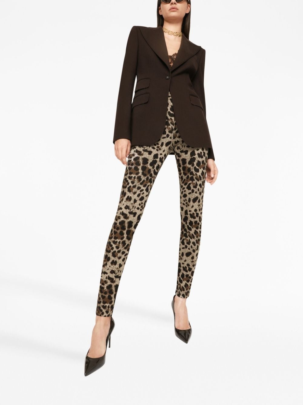 logo-waistband leopard-print leggings - 2