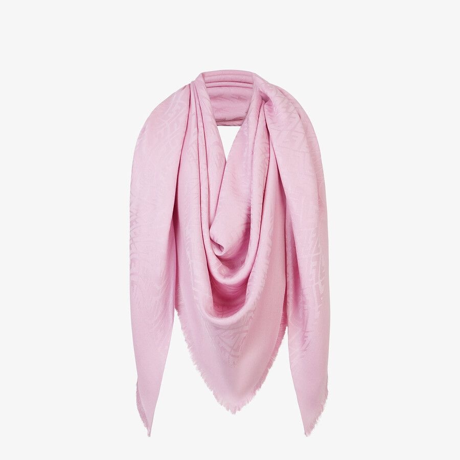 Pink silk and wool shawl - 2