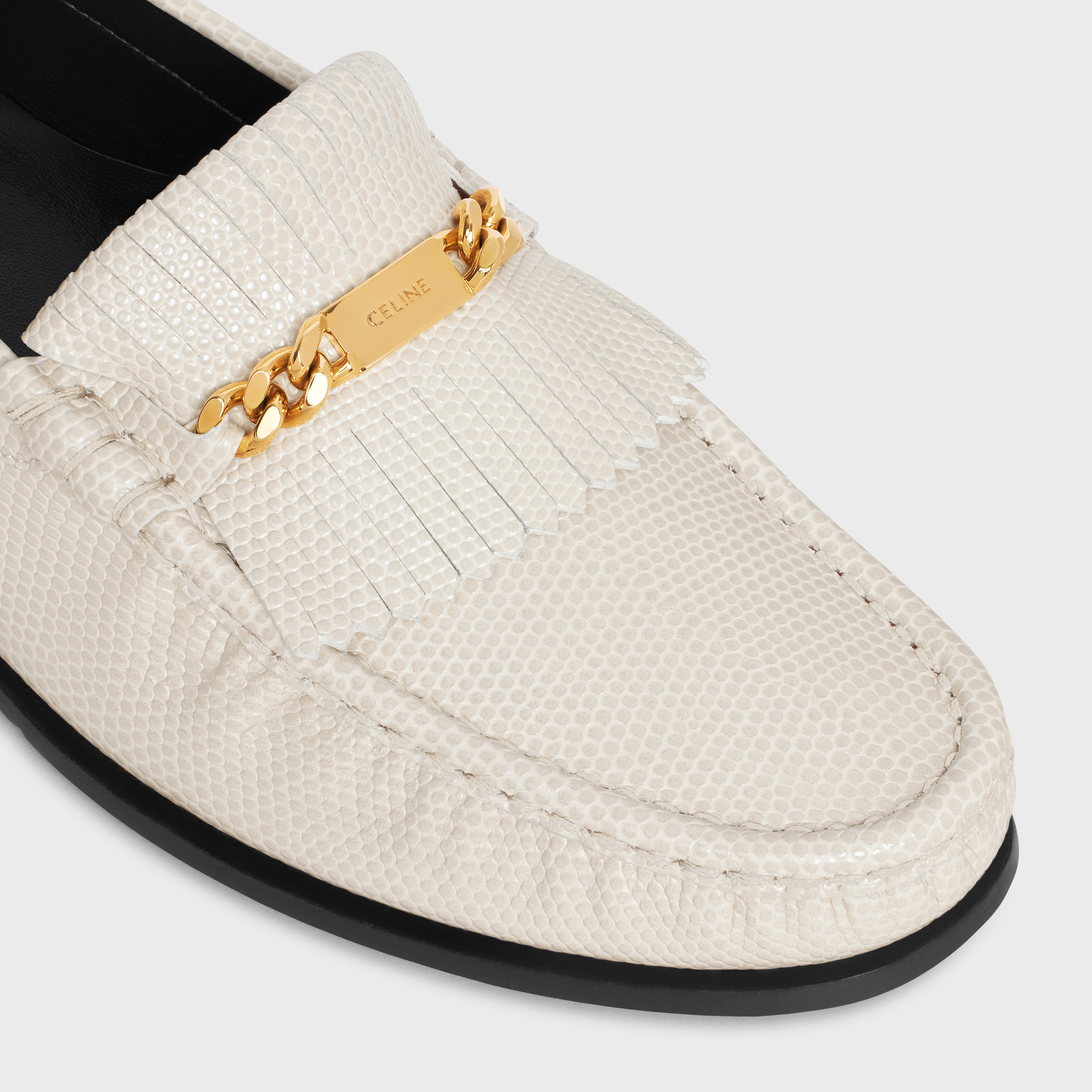 CELINE LUCO LOAFER WITH FRINGES in Lizard Stamped Calfskin - 4