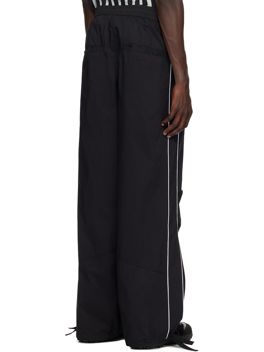 Black Piping Parachute Track Pants - 3
