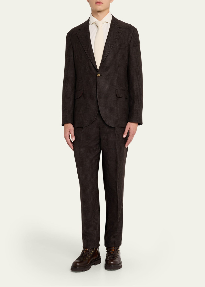 Brunello Cucinelli Men's Wool, Cashmere and Silk Prince of Wales Suit outlook