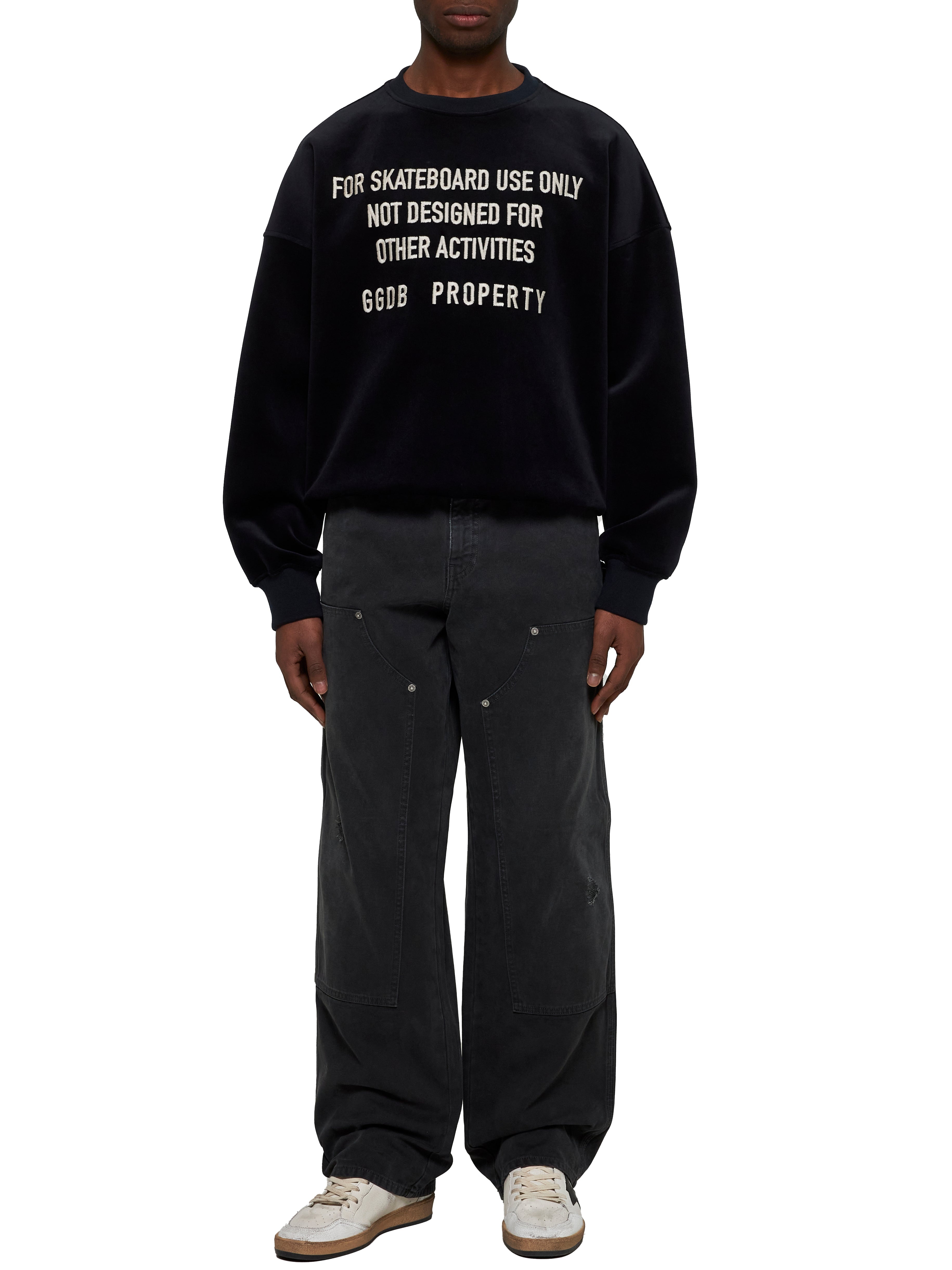 Black denim jeans with patches - 2