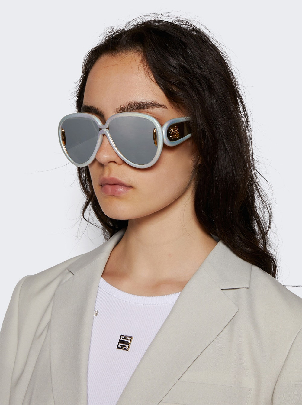 Pilot Mask Sunglasses Holographic White - 3
