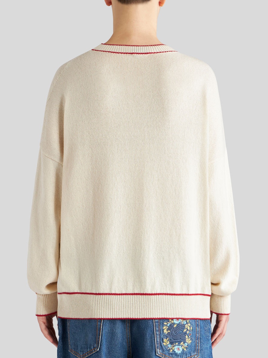 CASHMERE AND COTTON SWEATER WITH EMBROIDERY - 5