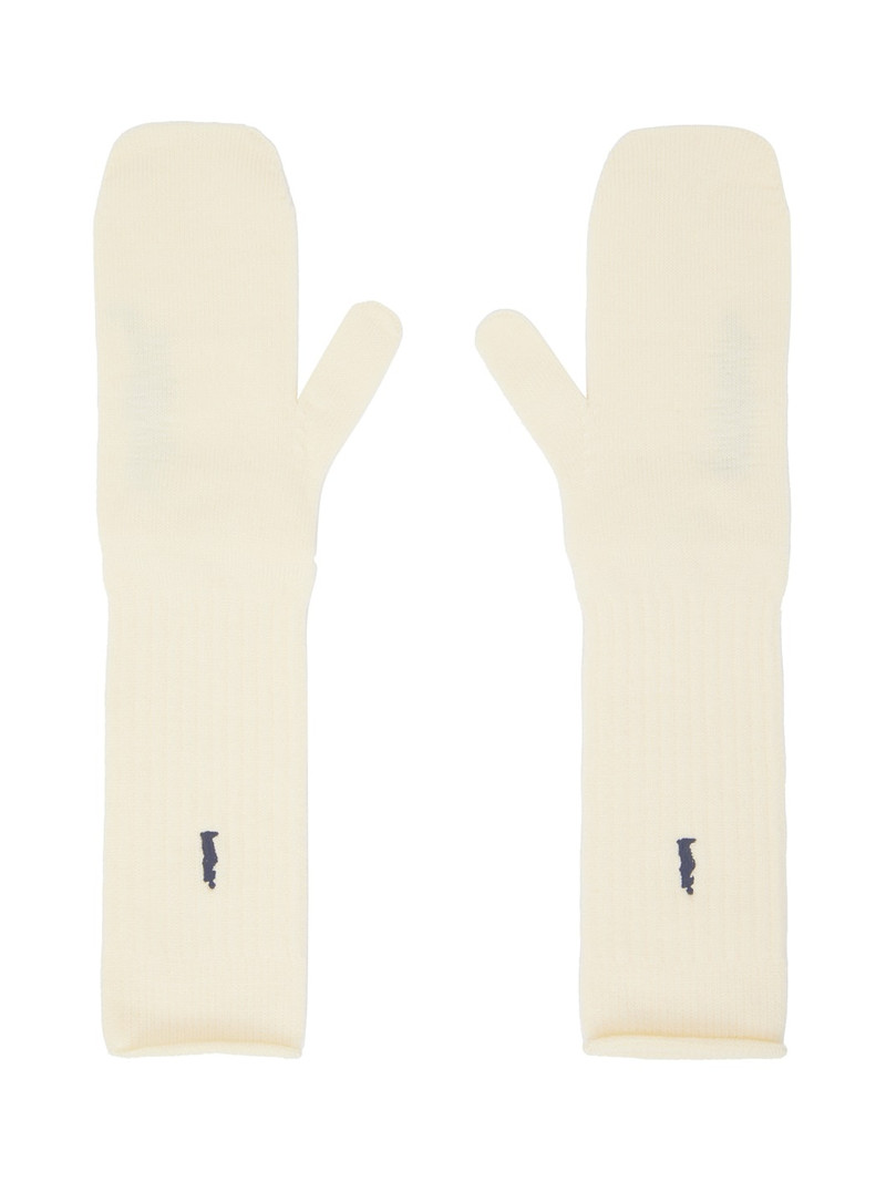 Off-White Intarsia Mittens - 1