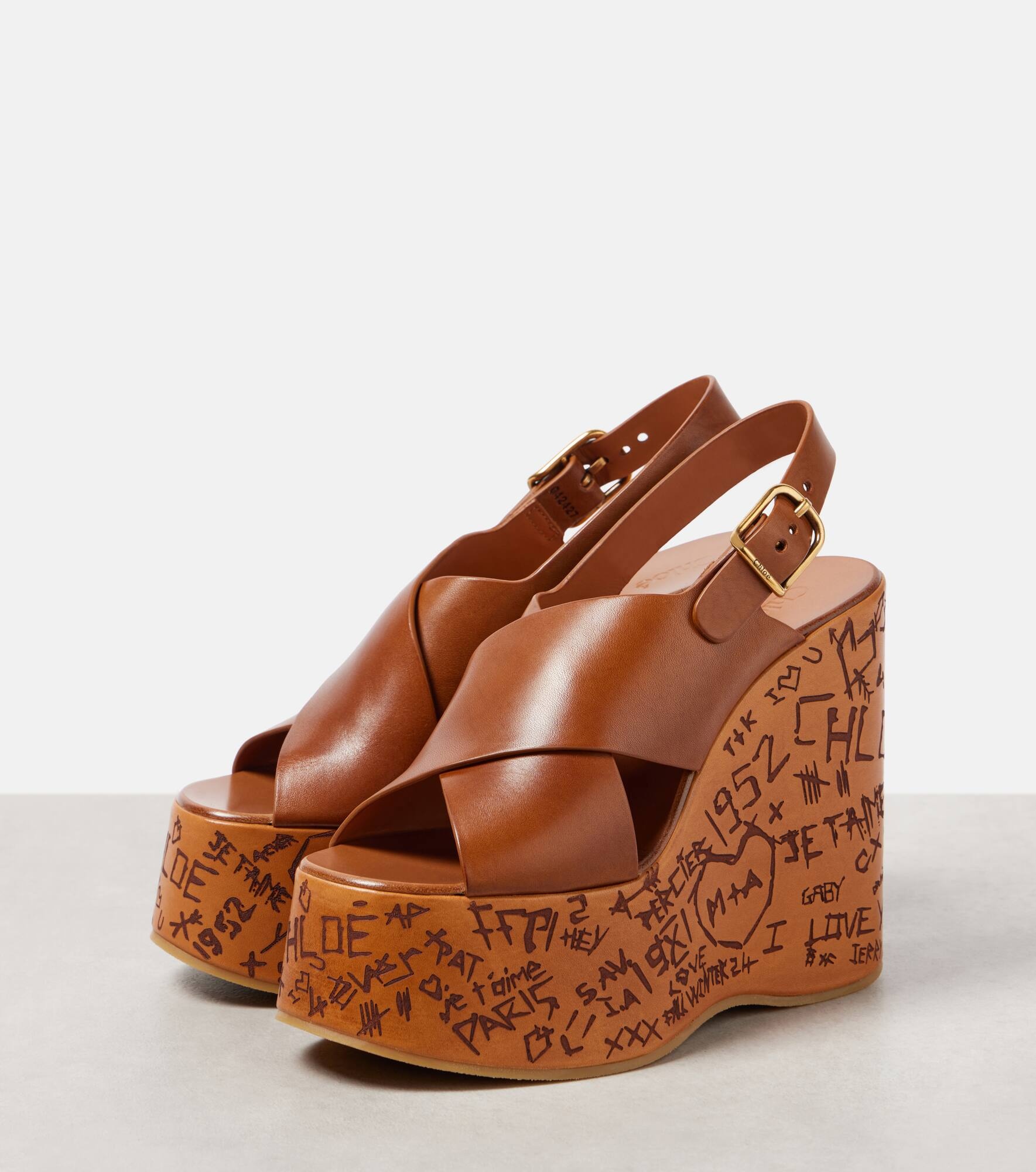 Maxime leather wedge sandals - 4