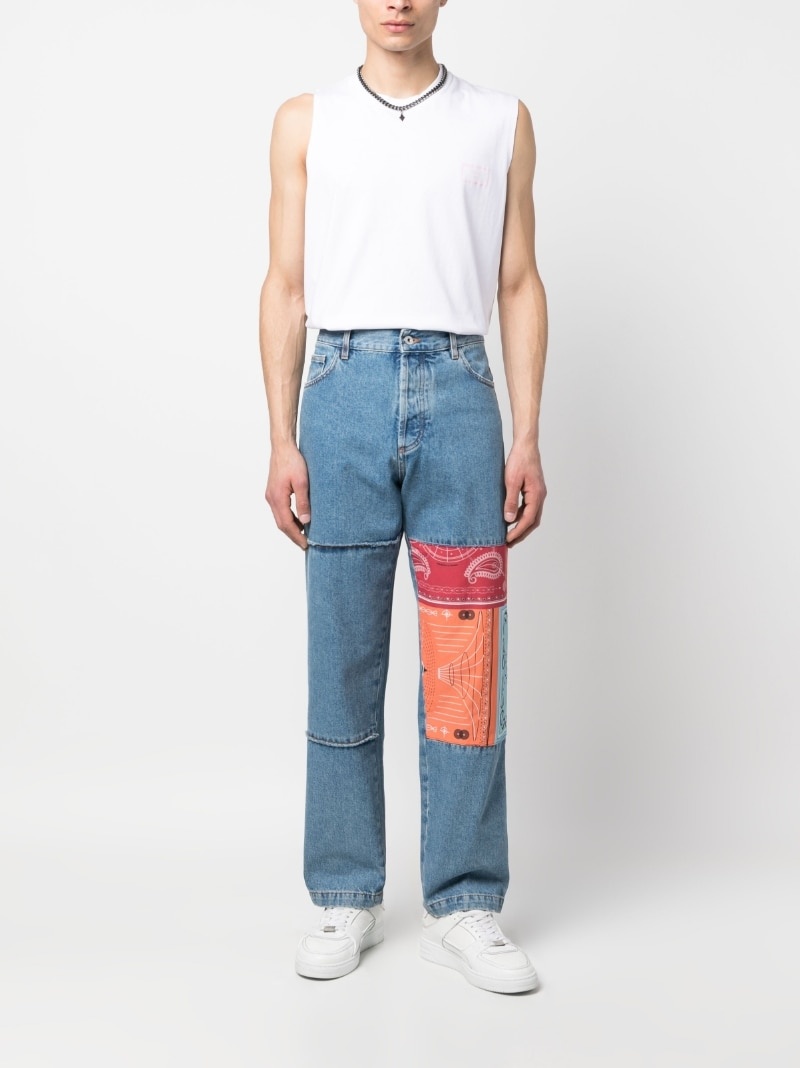 patchwork-detailing straight-leg jeans - 2