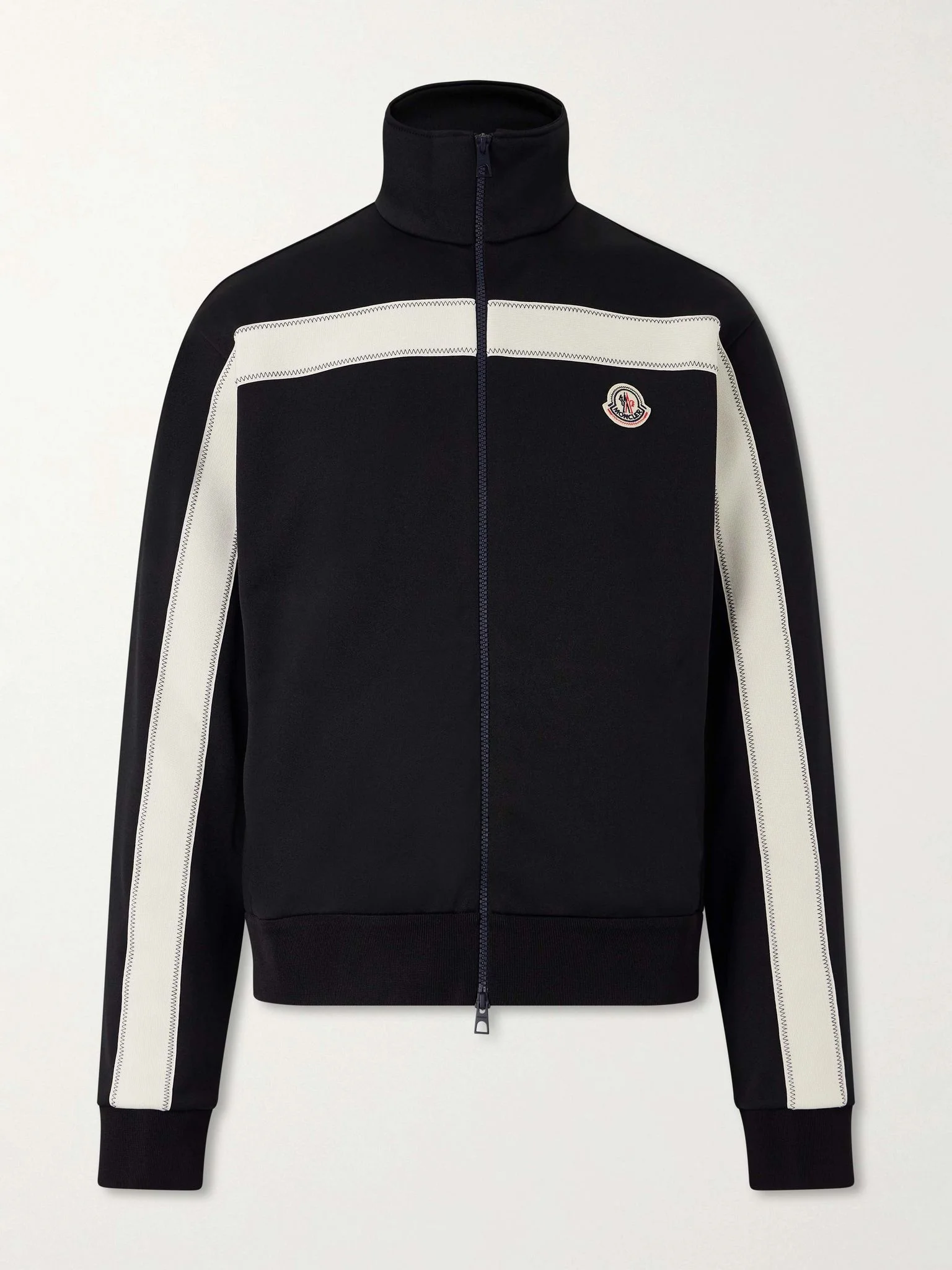 Logo-Appliquéd Zip-Up Jersey Cardigan Black - 1