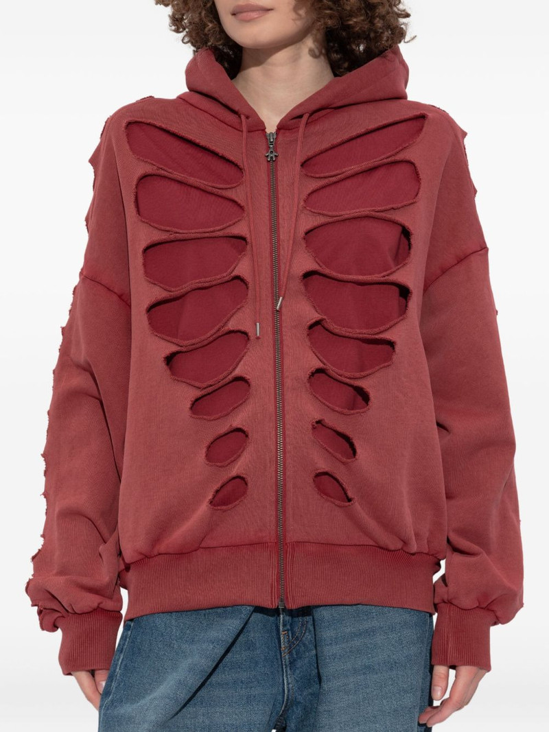 Shoulderless cut-out zip-up hoodie 3