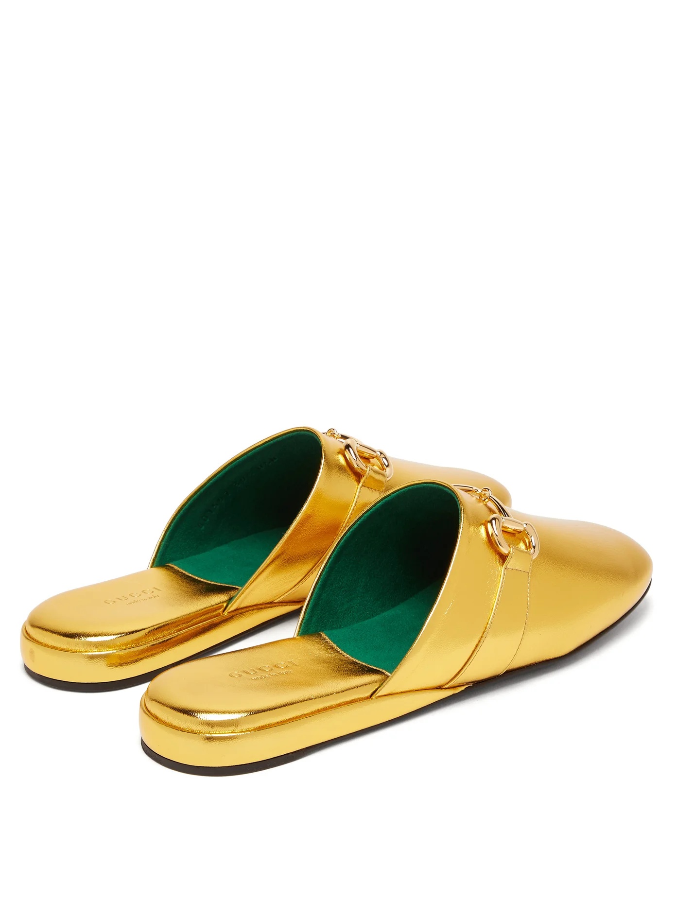 Pericles metallic-leather backless loafers - 4