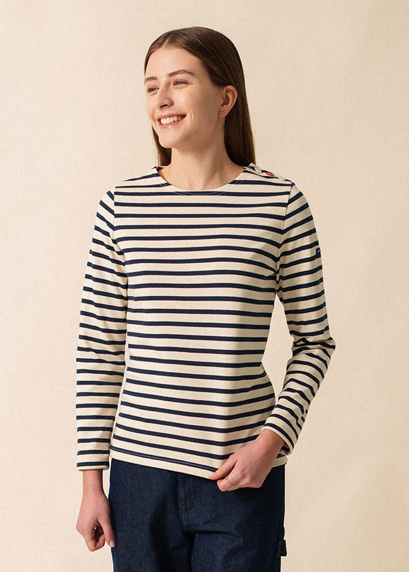 MERIDAME COEUR - Breton Striped Shirt with Heart-Shaped Buttons | Heavyweight Cotton | Women Fit 4