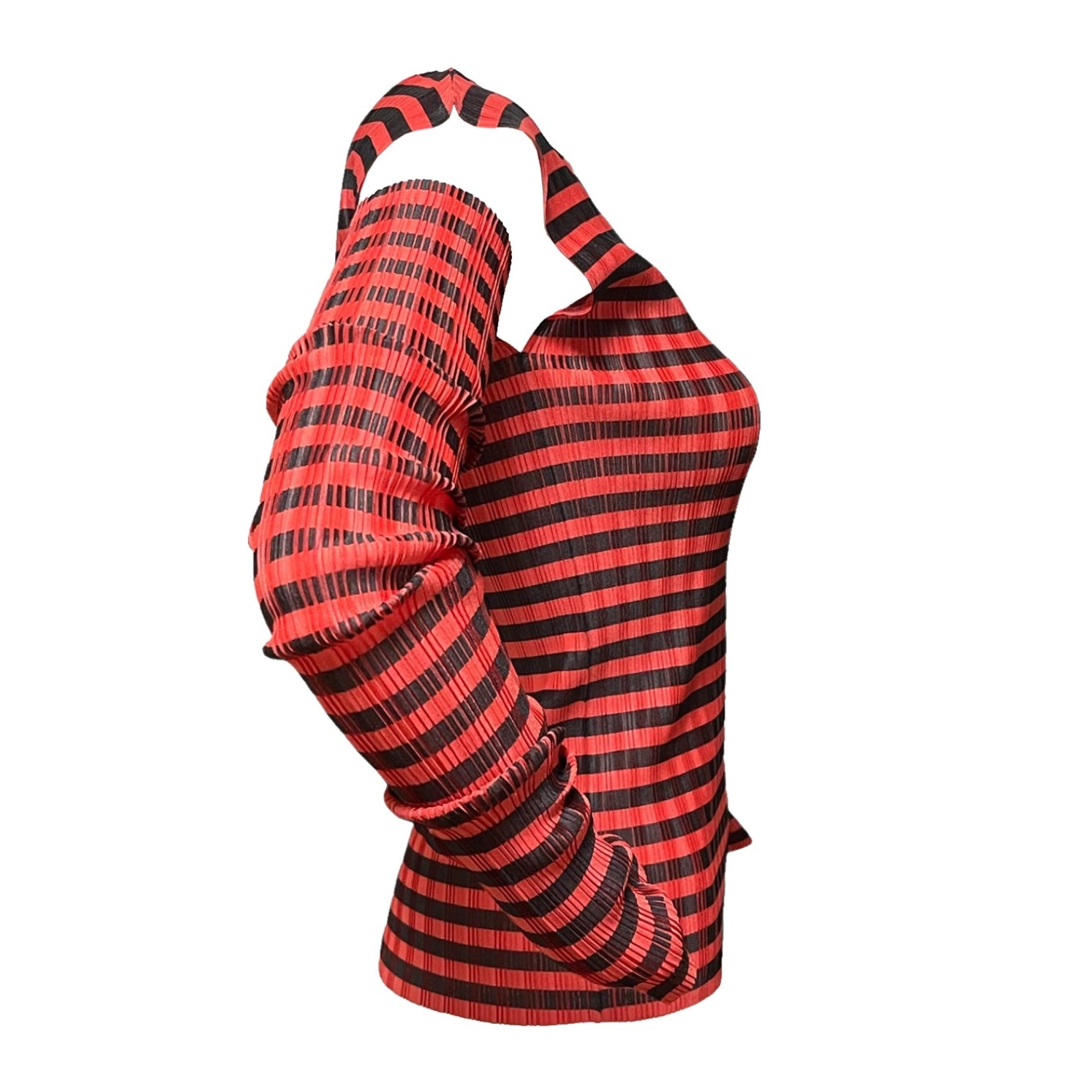 PLEATS PLEASE ISSEY MIYAKE Pleated Striped Print Top and Arm Cover - 3