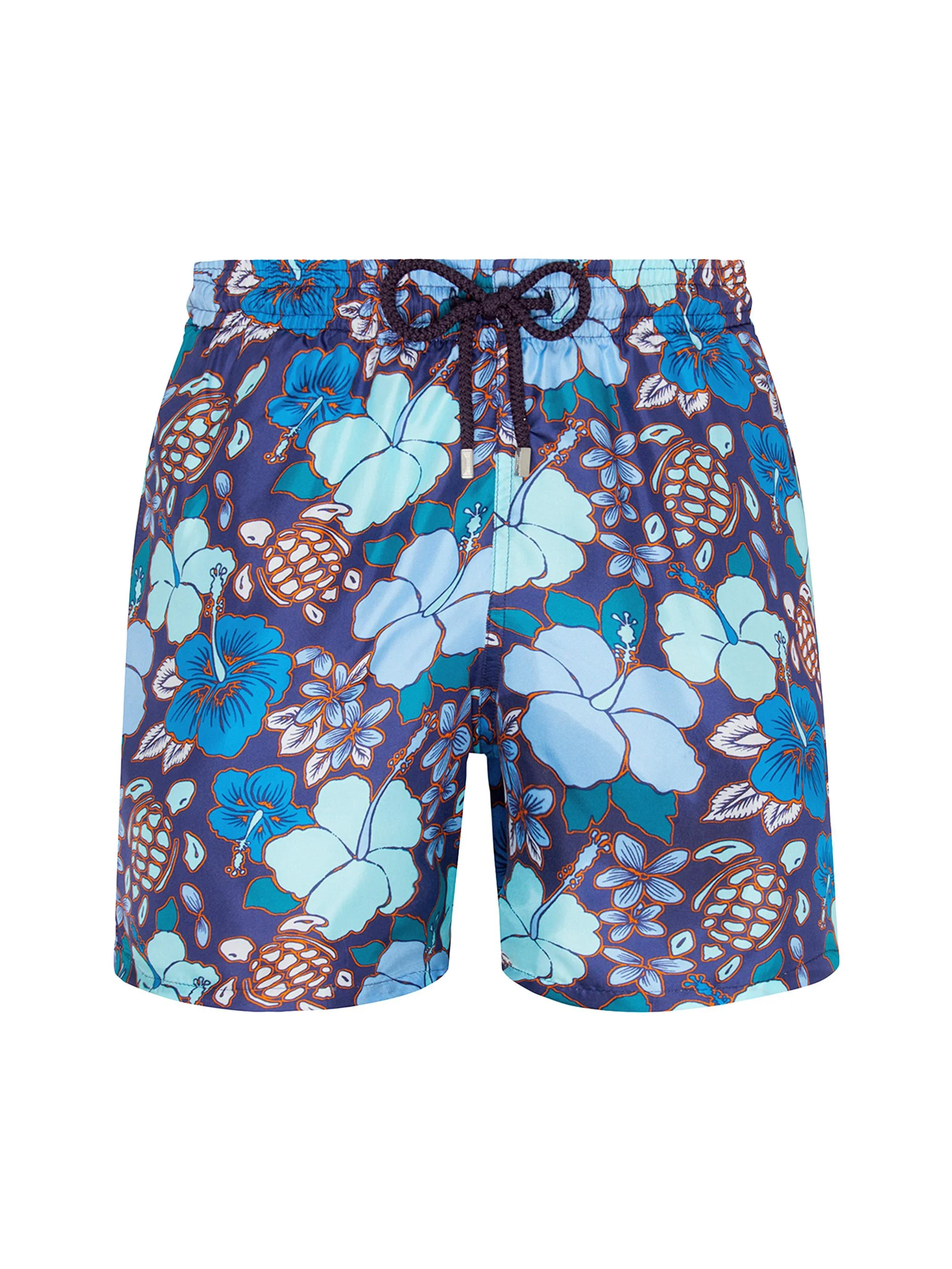 Men's Floral Silk Bermuda Shorts - Minuit - 1