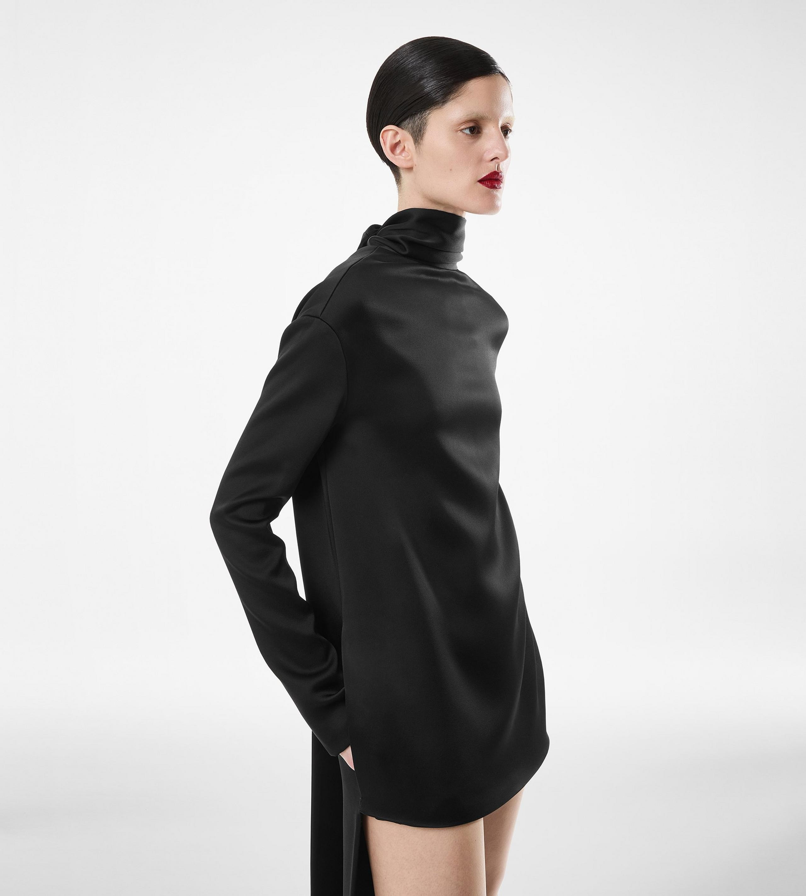 SHINY CREPE MOCK NECK COCKTAIL DRESS - 6