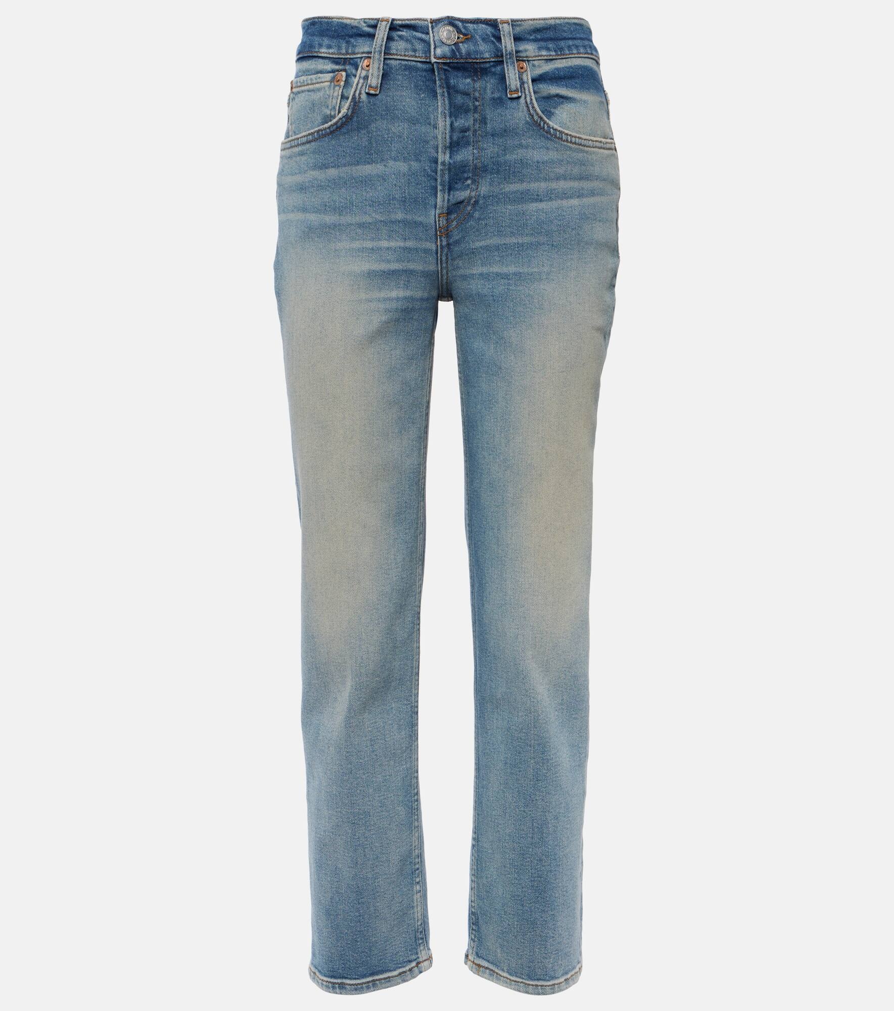 Mid Rise Stove Pipe straight jeans - 1