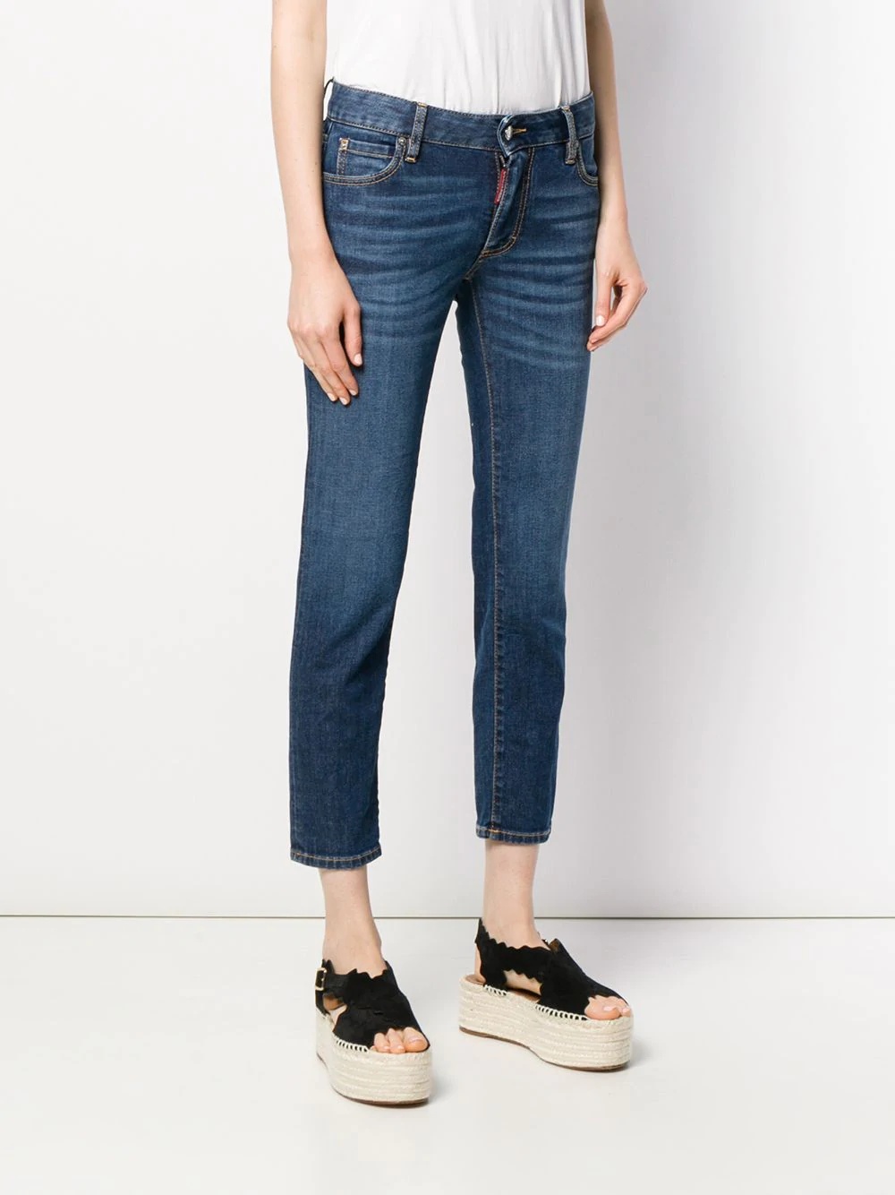 logo apliqué mid rise jeans - 3