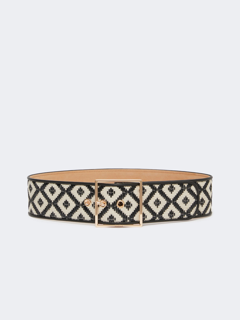 PALATO Raffia-effect wide fabric belt - BLACK 1