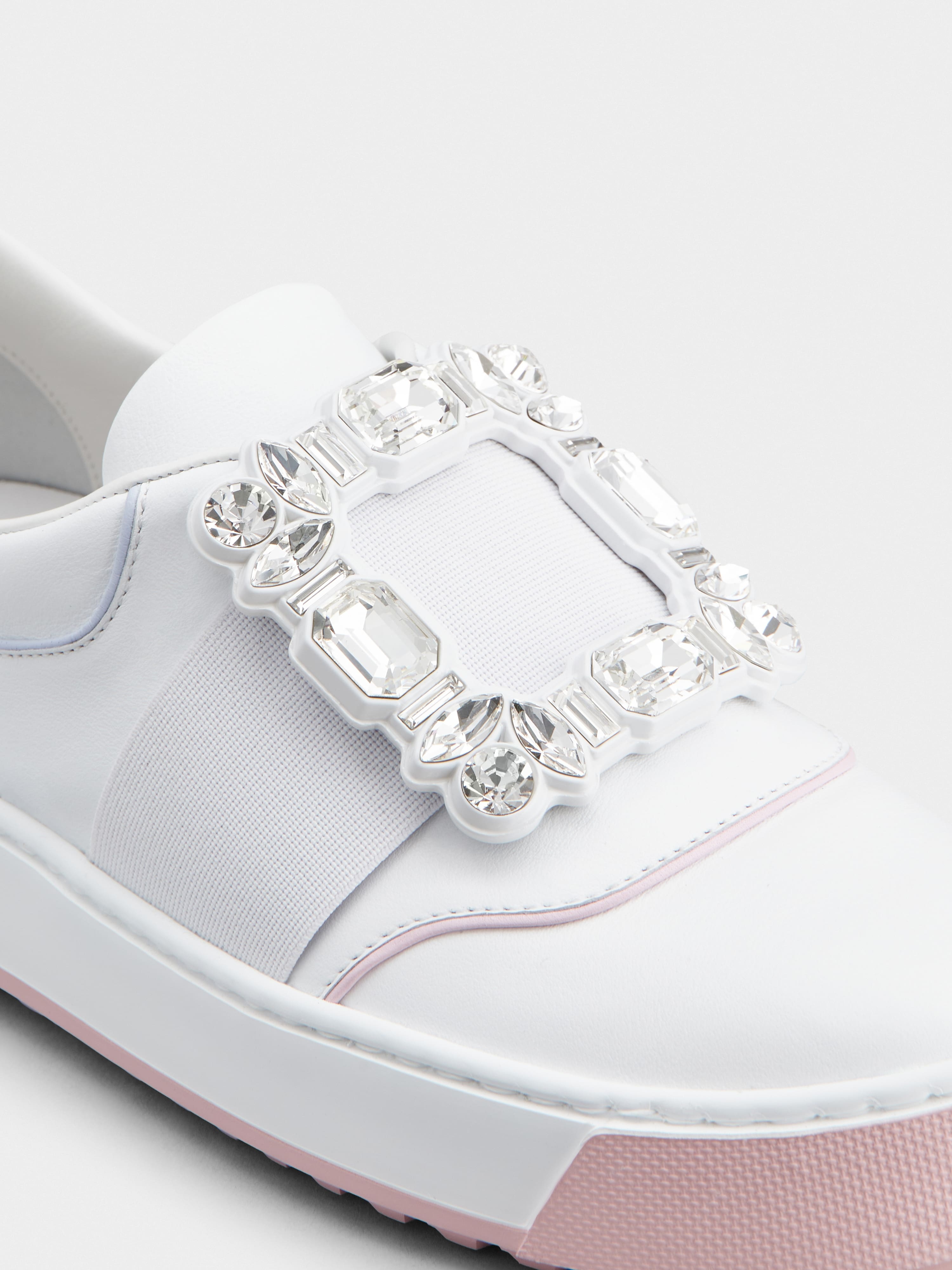 Very Vivier Strass Buckle Sneakers in Leather - 3
