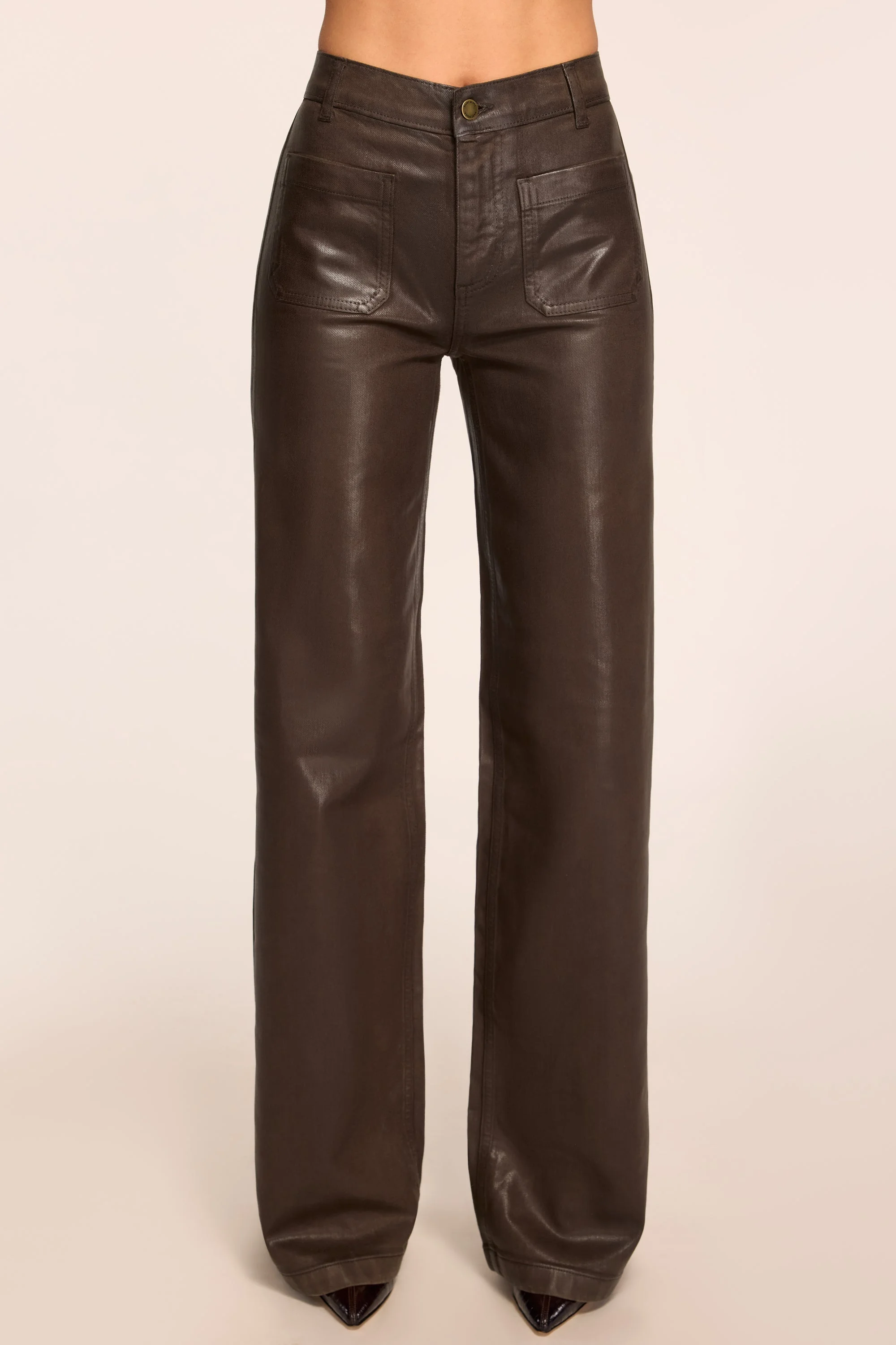 Cleo Coated Wide Leg Jean | HERITAGE BROWN - 1