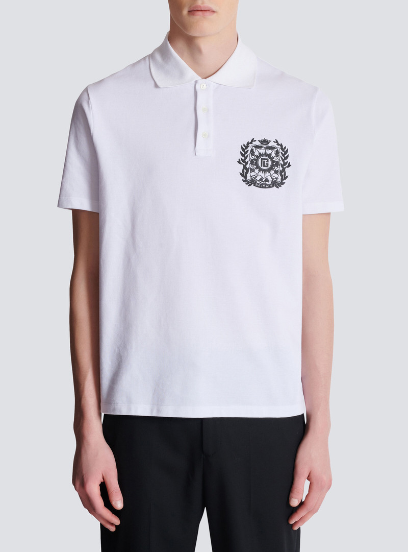 Cotton polo shirt with Écusson print 5