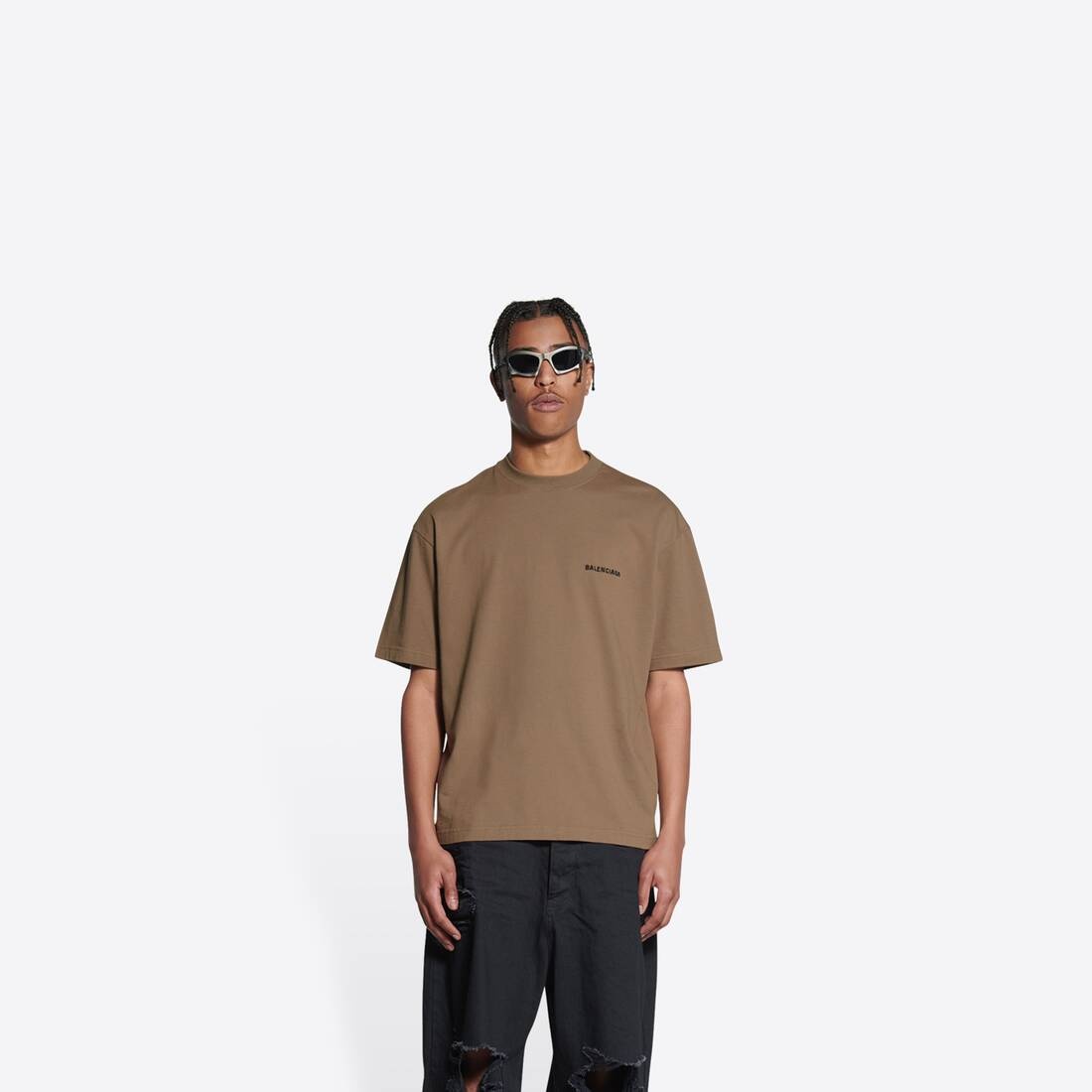 Men's Balenciaga T-shirt Regular Fit in Beige - 3