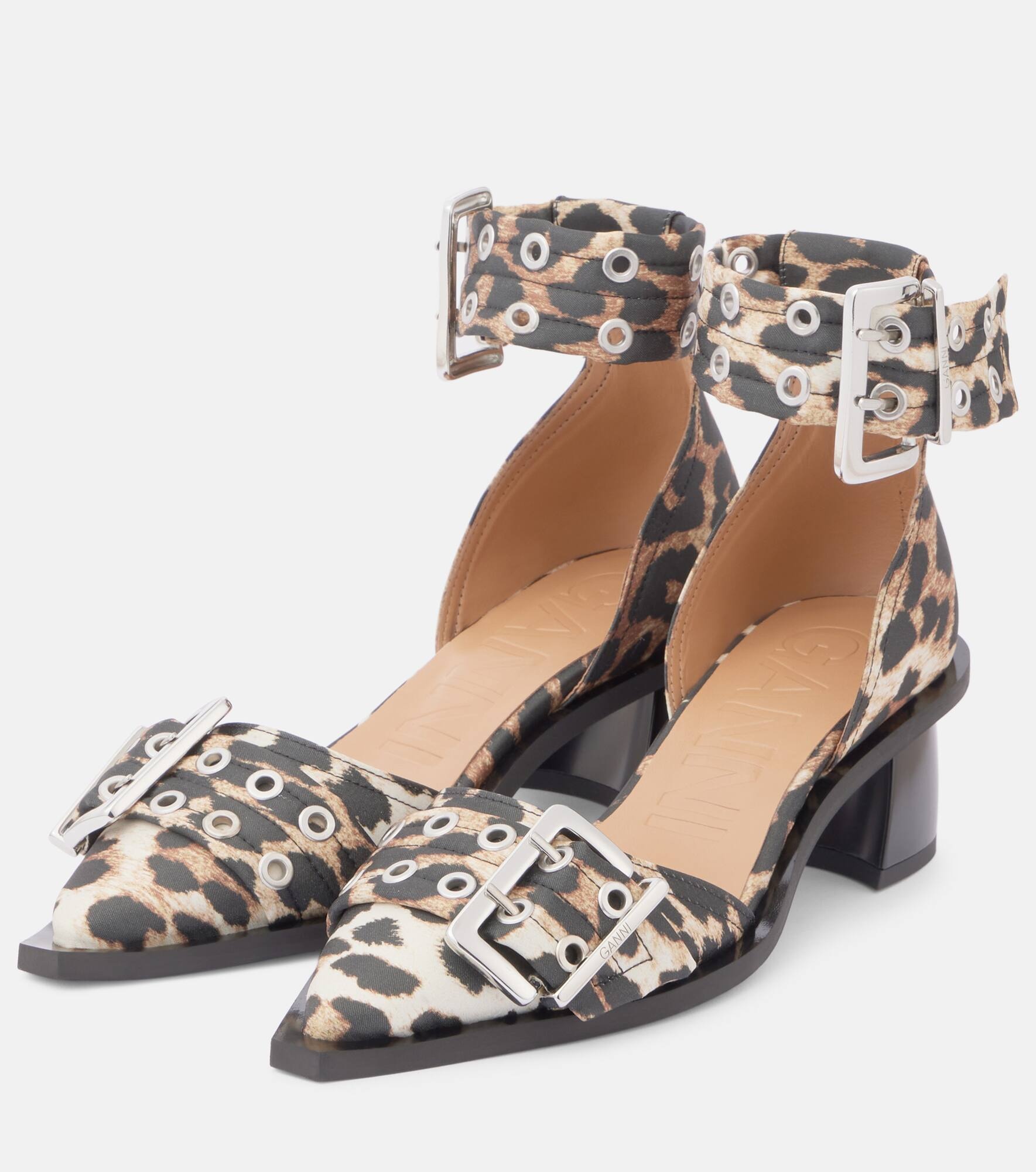 Leopard-print satin pumps - 4