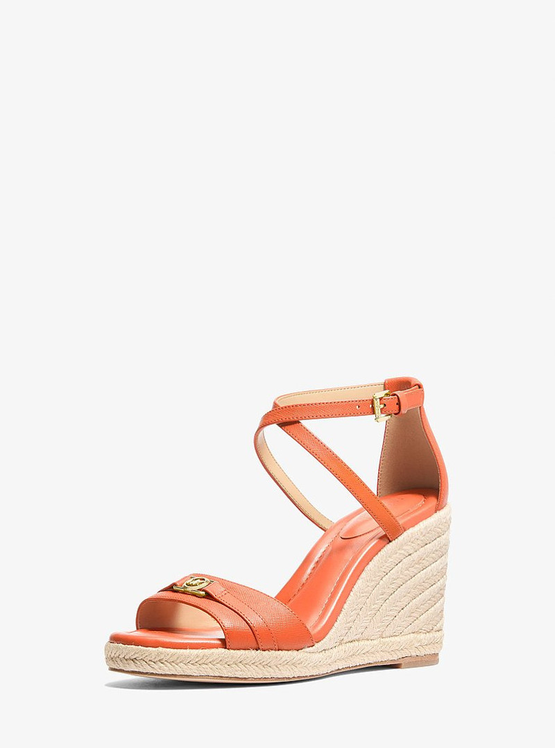 Mandy Saffiano Leather Wedge Sandal 4