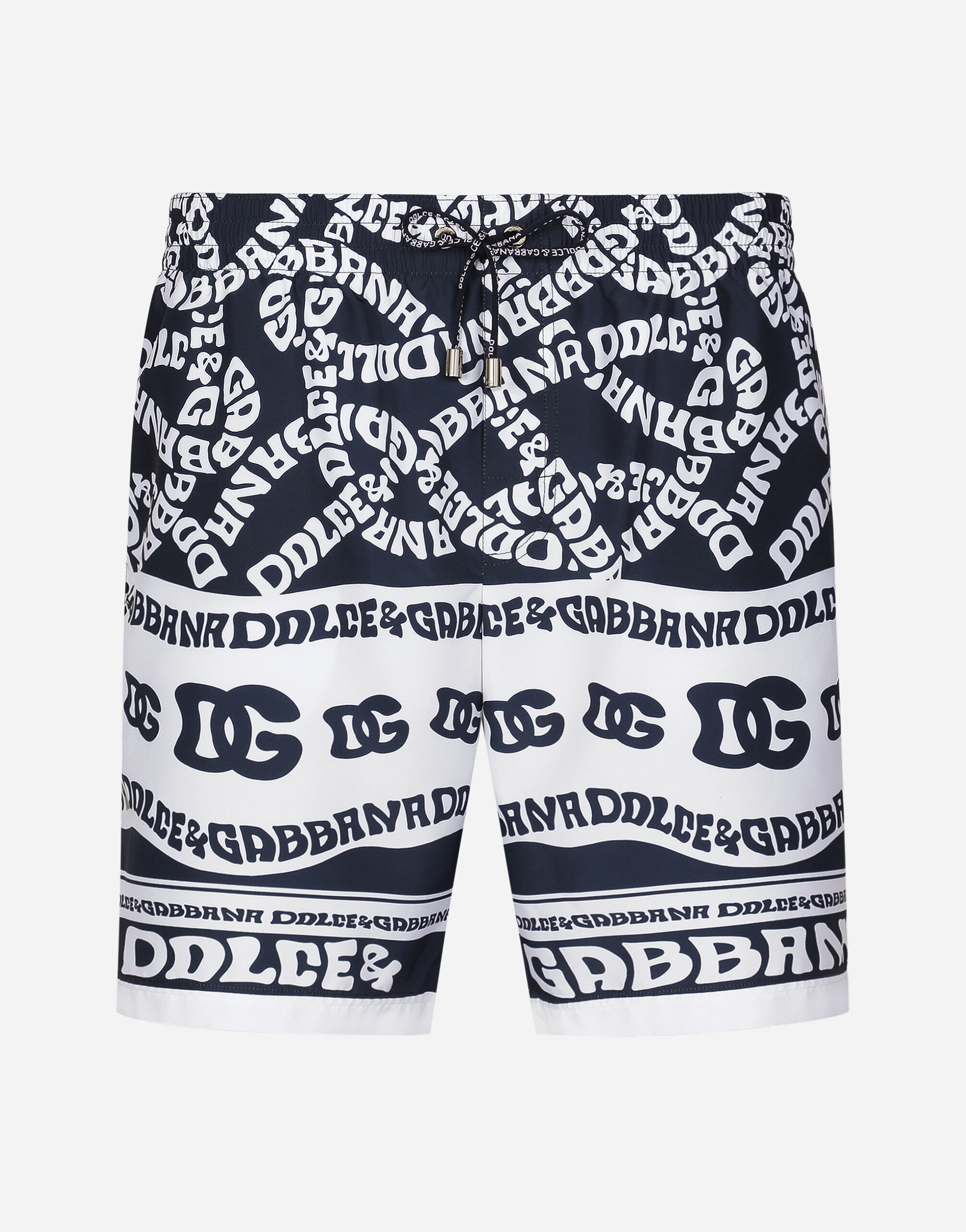 Mid-length swim trunks with Marina print - 1