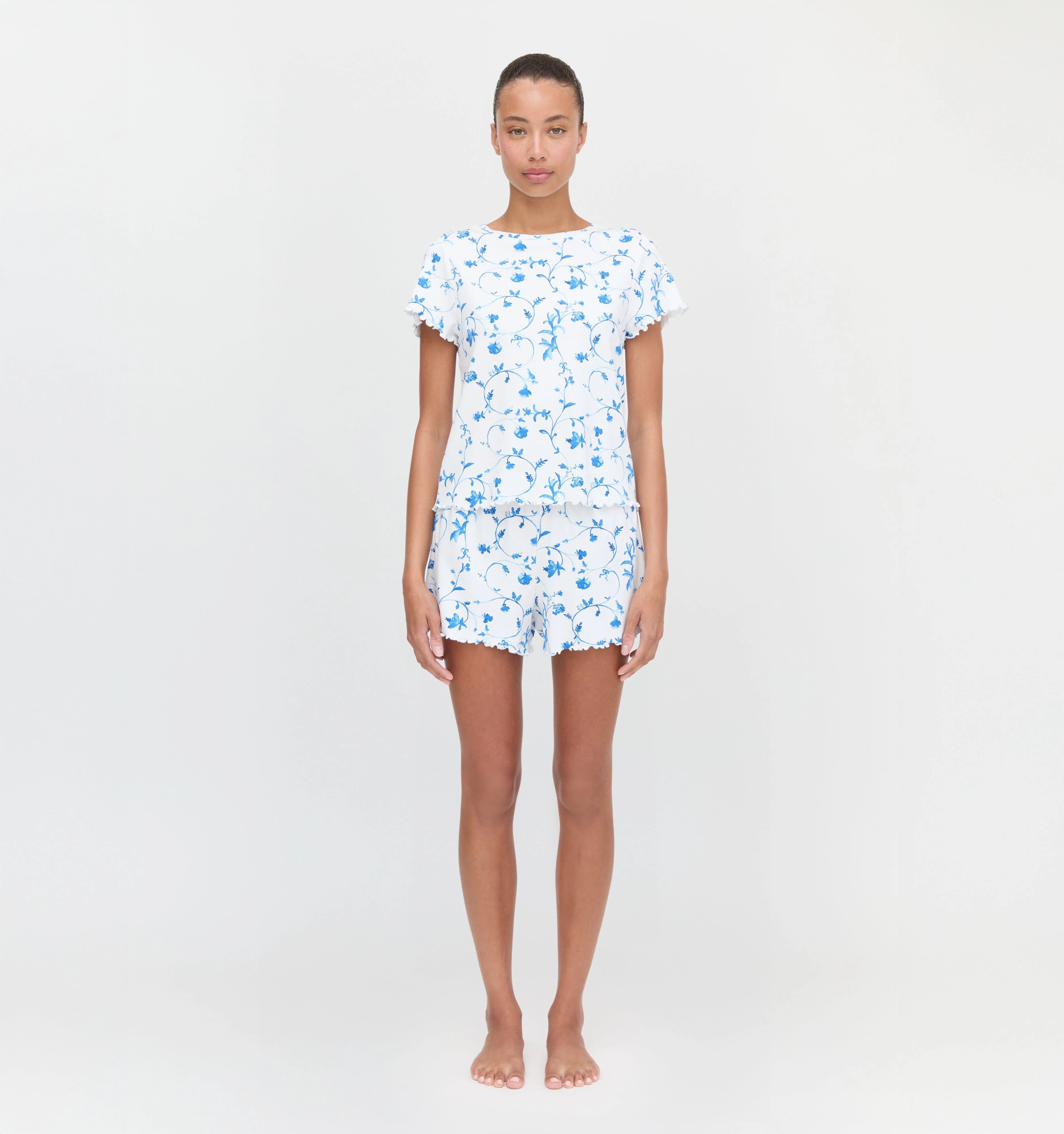 The Nina Pajama Set - Blue Botanical - 1