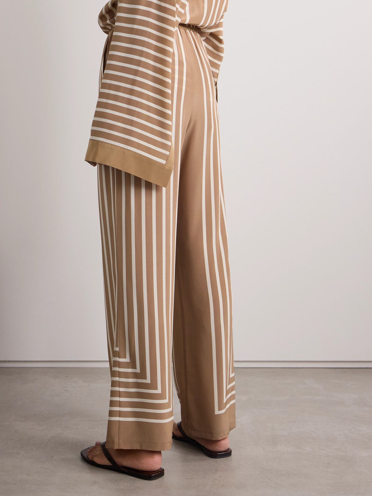 Striped Silk-crepe Wide-leg Pants - 3