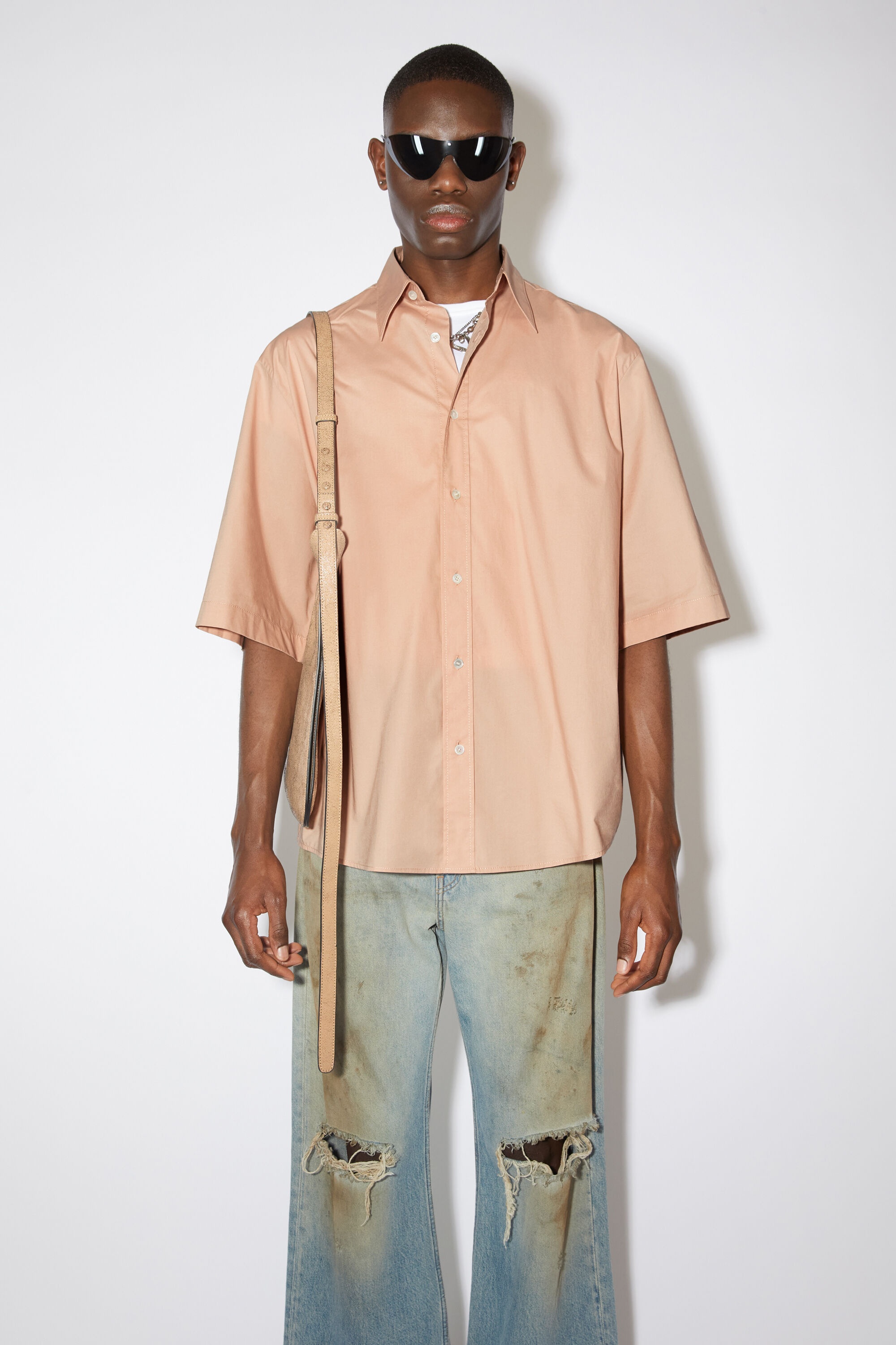 Short sleeve button-up - Blush beige - 2