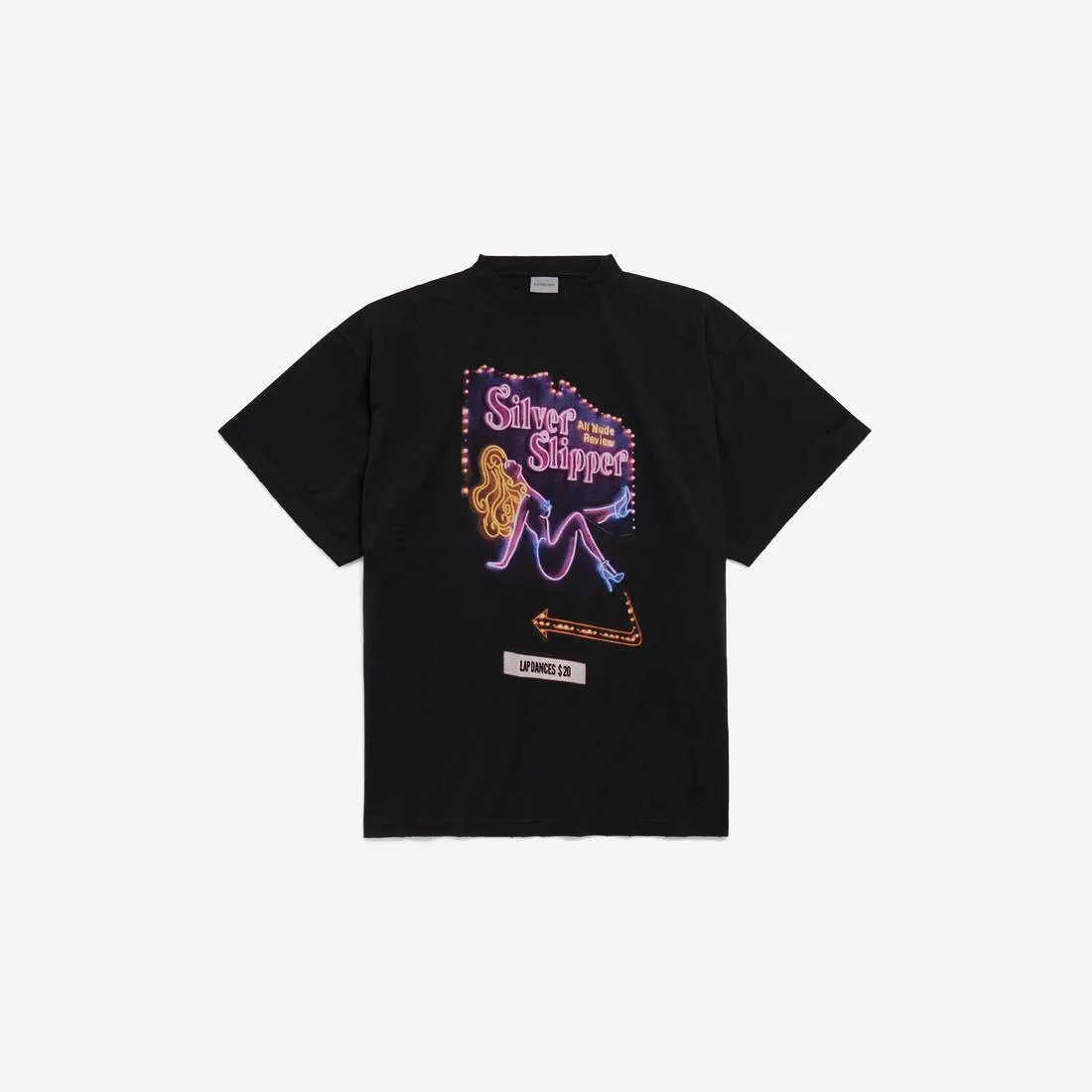Men's Silver Slipper Oversized T-shirt in Black - 1
