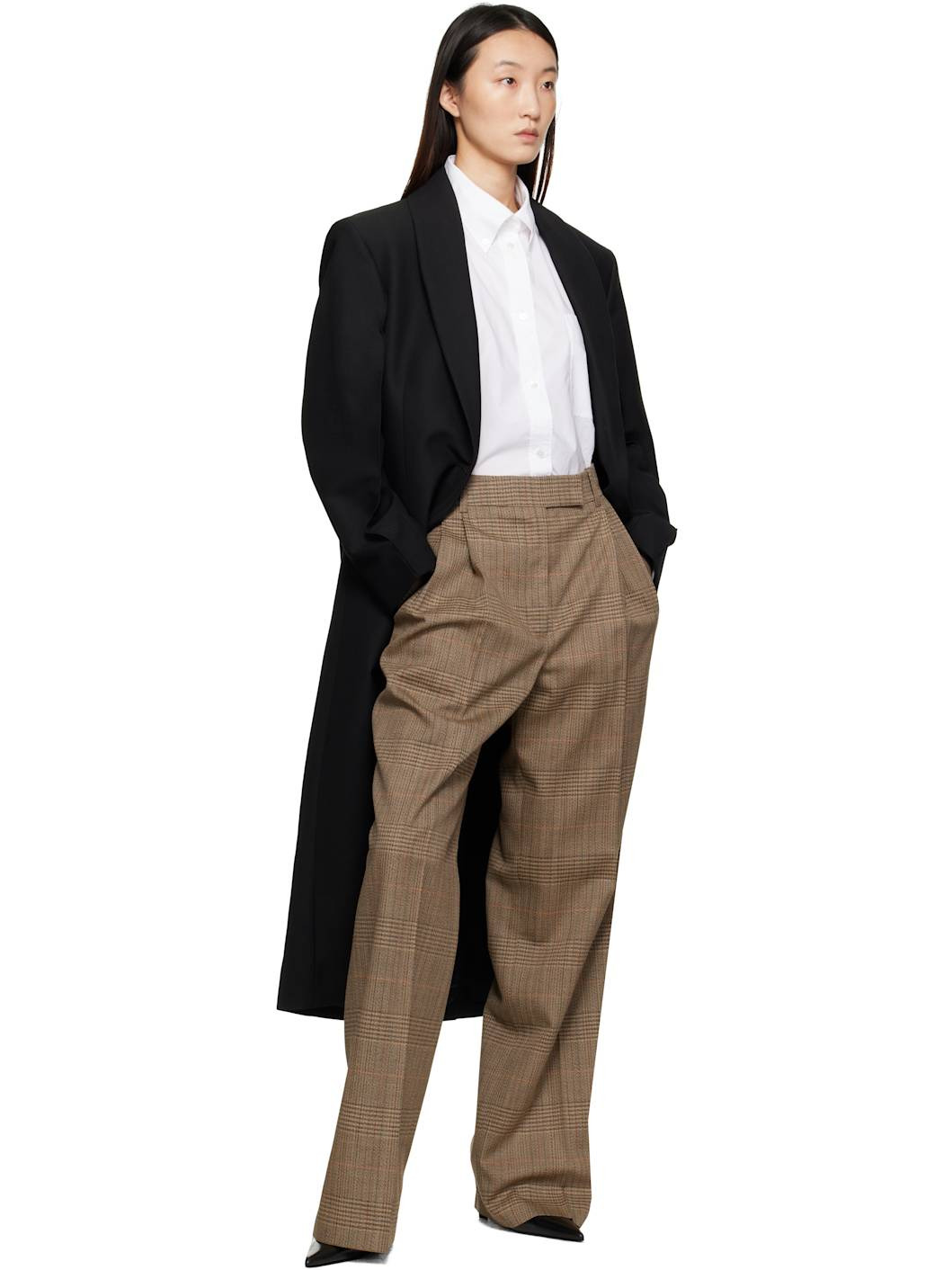 Beige Mid-Waist Tailored Trousers - 4