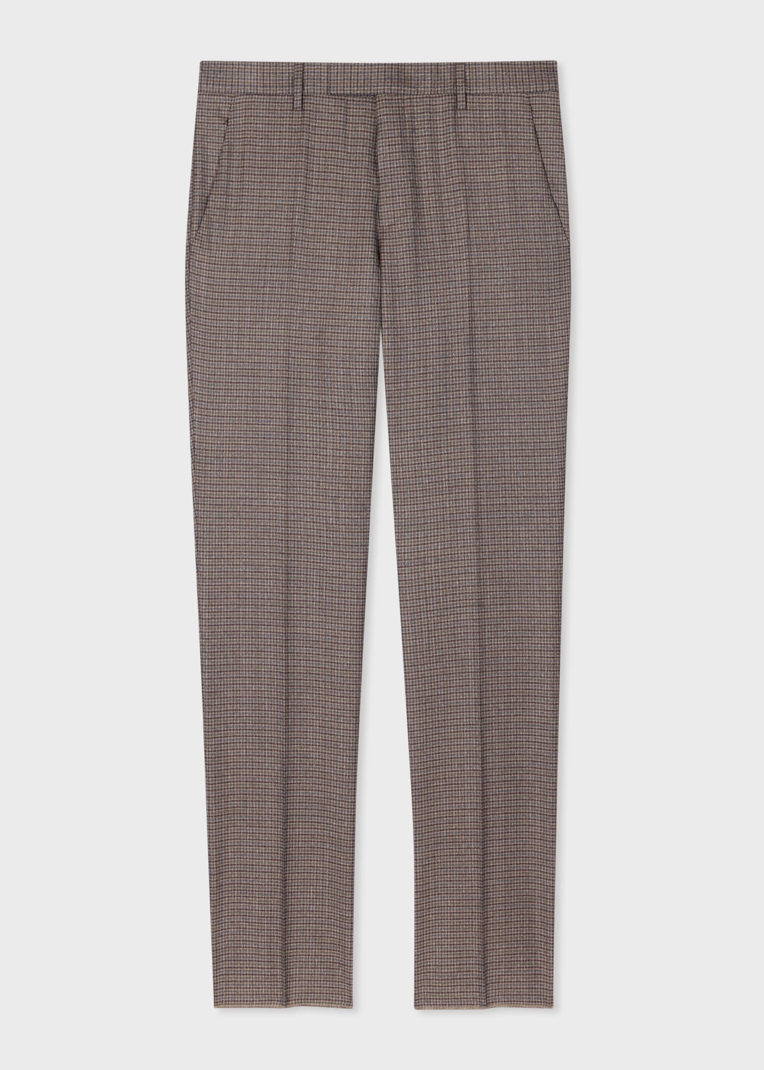 Brown Multi Gingham Wool-Twill Trousers - 1