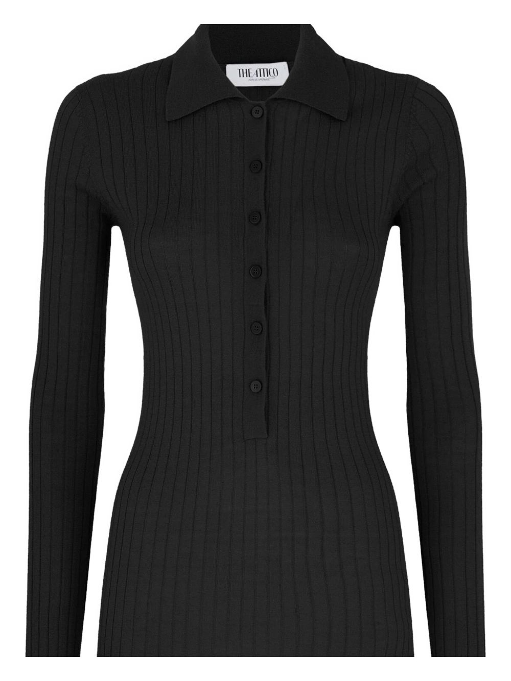chunky-ribbed polo top - 2